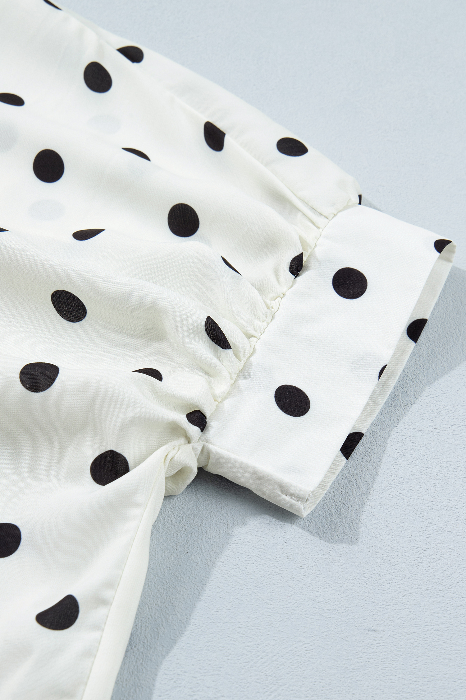Beige Polka Dot Blouse – Loose Shift Shirt for Daily Wear - Detail View 11 Beige Polka Dot Blouse – Loose Shift Shirt for Daily Wear - Detail View 11