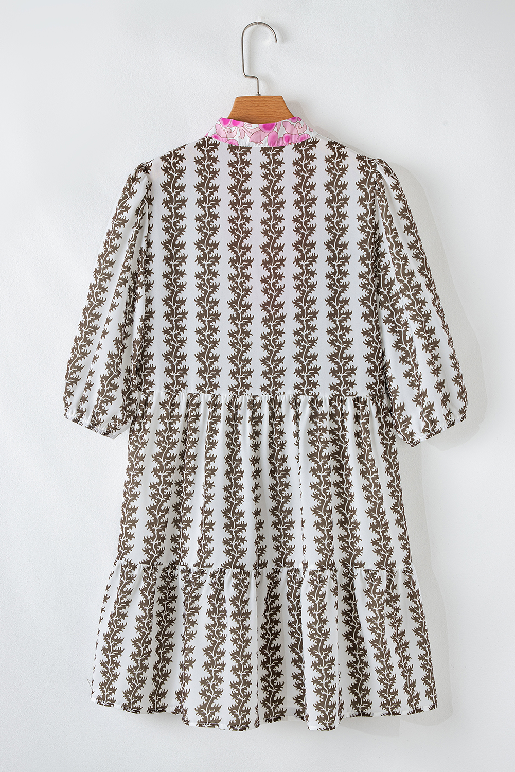 Stylish Floral Print V Neck Dress with Bracelet Sleeves - Perfect for Summer - Detail View 10 Stylish Floral Print V Neck Dress with Bracelet Sleeves - Perfect for Summer - Detail View 10