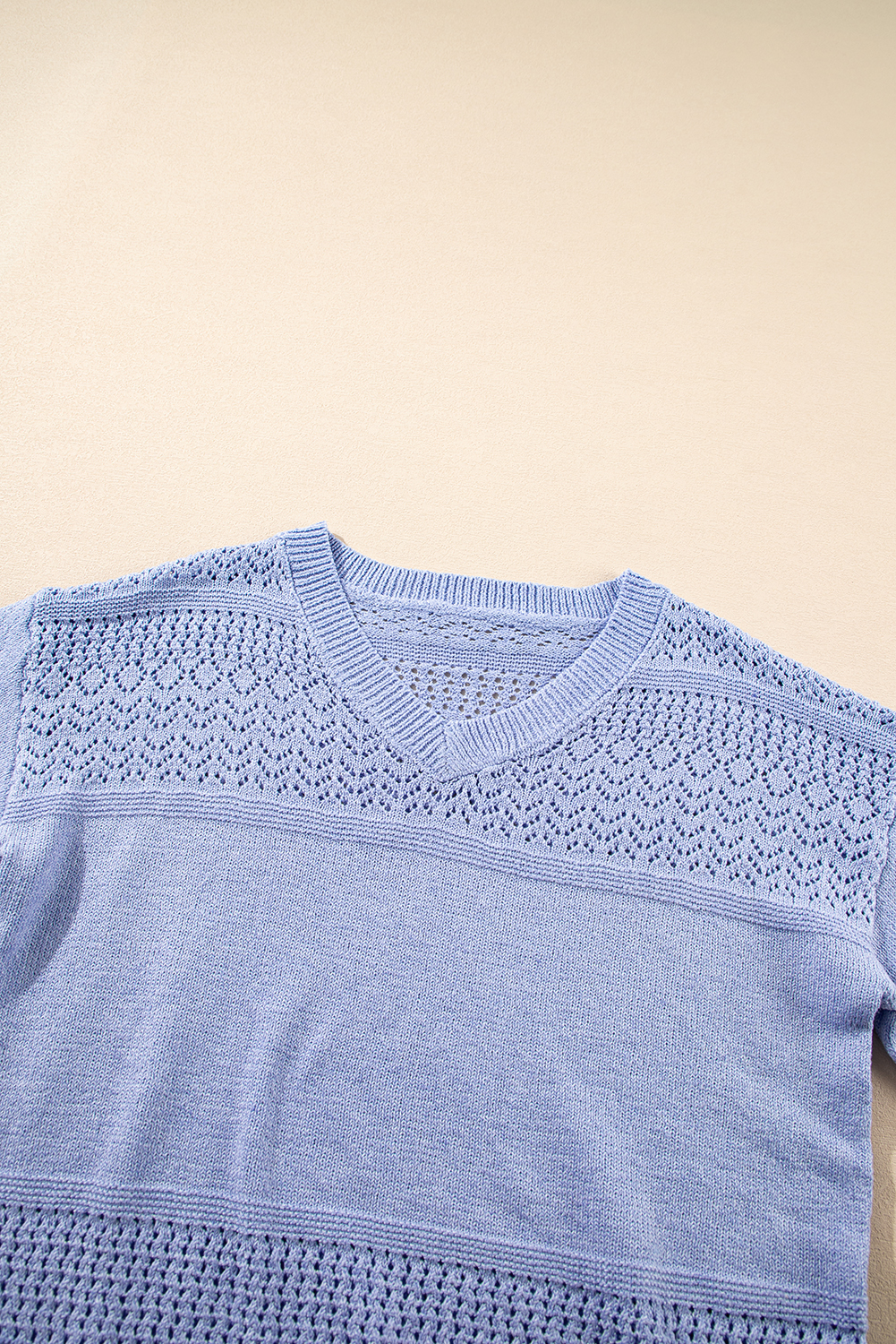 Stylish Long Sleeve Drop Shoulder Sweater - Perfect for Fall & Autumn in Sky Blue - Detail View 15 Stylish Long Sleeve Drop Shoulder Sweater - Perfect for Fall & Autumn in Sky Blue - Detail View 15