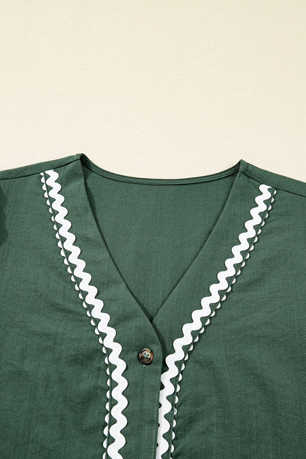 Stylish Green Mini Dress with Contrast Trim and Button Detail - Perfect for Daily Wear - Detail View 10 Stylish Green Mini Dress with Contrast Trim and Button Detail - Perfect for Daily Wear - Detail View 10