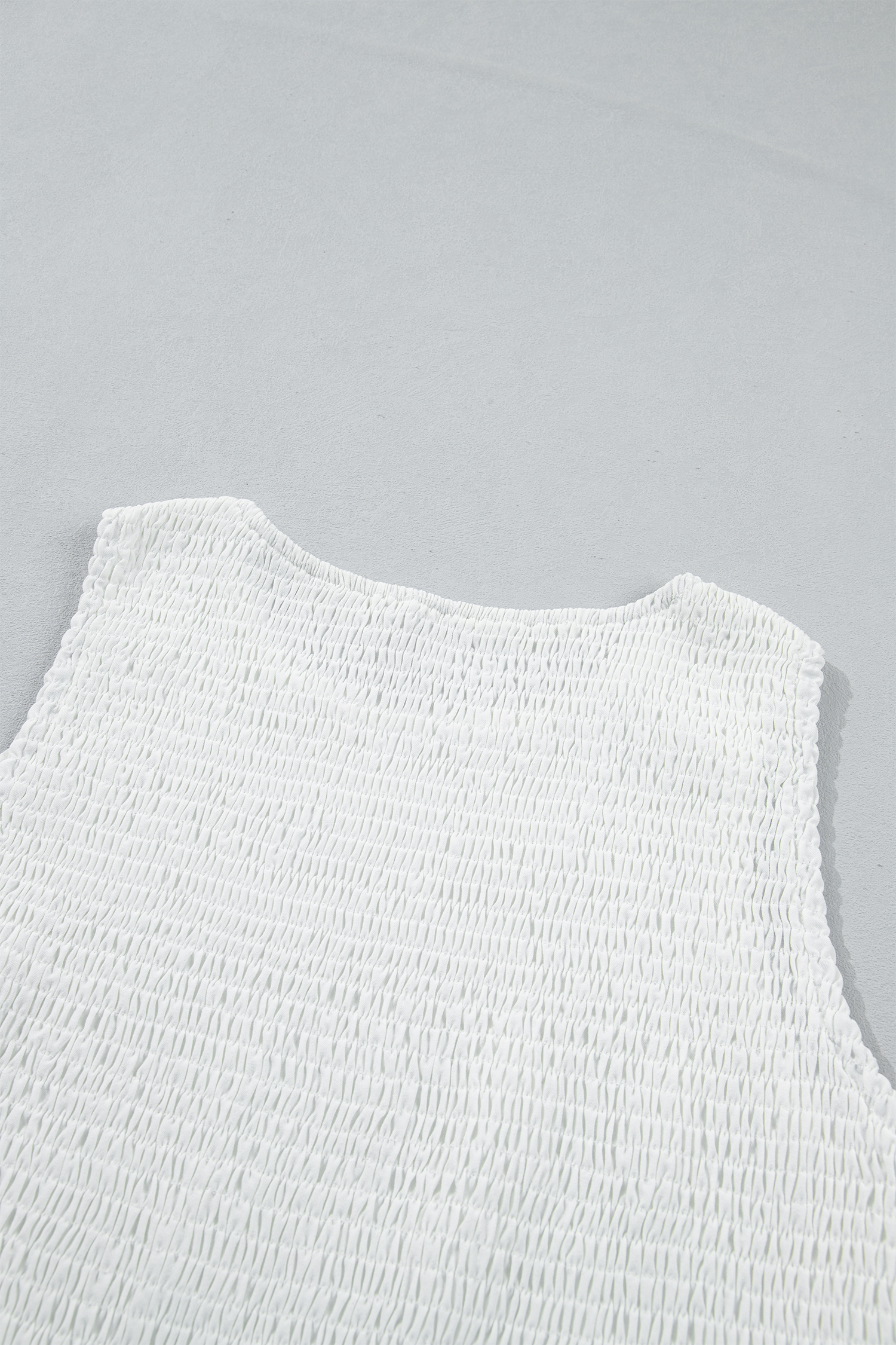 Casual White Boho Peplum Tank – Women's Smocked Lace Top - Detail View 6 Casual White Boho Peplum Tank – Women's Smocked Lace Top - Detail View 6