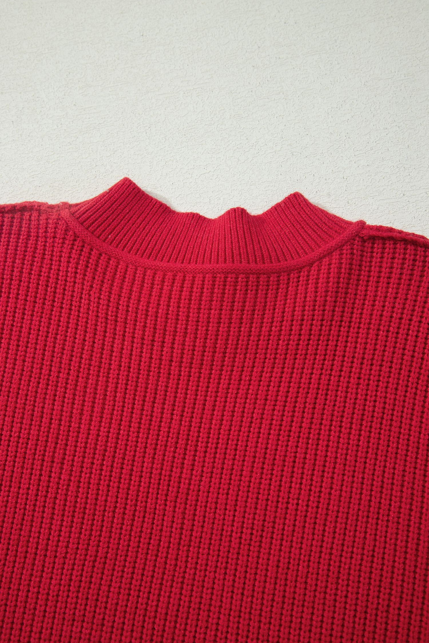 Women's Red Dahlia Ribbed Sweater – Cozy Autumn Pullover - Detail View 9 Women's Red Dahlia Ribbed Sweater – Cozy Autumn Pullover - Detail View 9