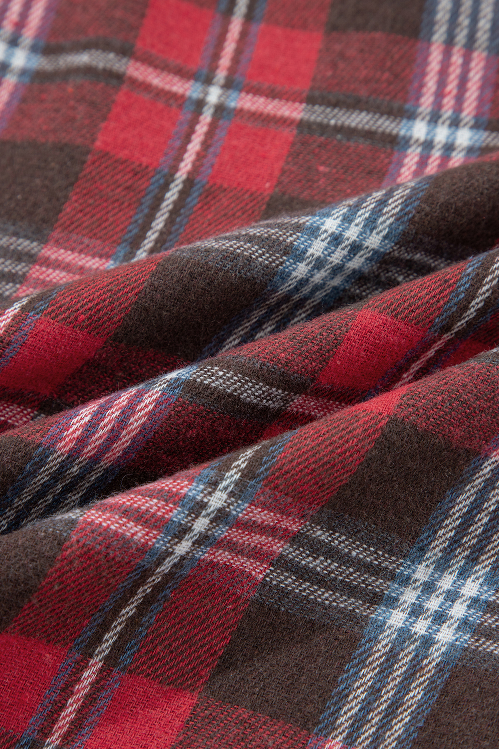 Stylish Long Sleeve Red Plaid Blouse - Comfortable and Loose Fit - Detail View 10 Stylish Long Sleeve Red Plaid Blouse - Comfortable and Loose Fit - Detail View 10