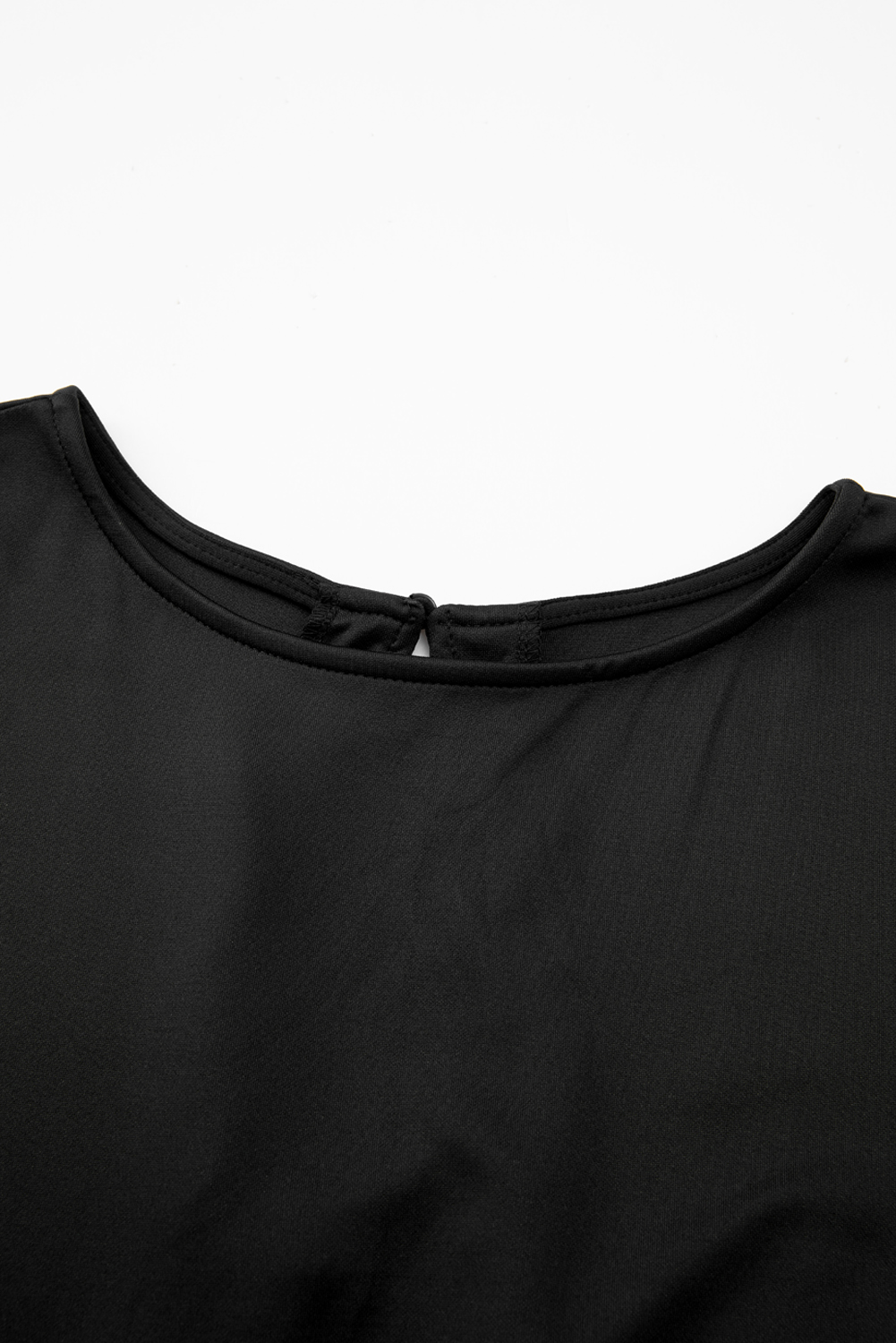Women's Black Dolman Sleeve Belted Straight Leg Jumpsuit for Casual Daily Wear - Detail View 5 Women's Black Dolman Sleeve Belted Straight Leg Jumpsuit for Casual Daily Wear - Detail View 5