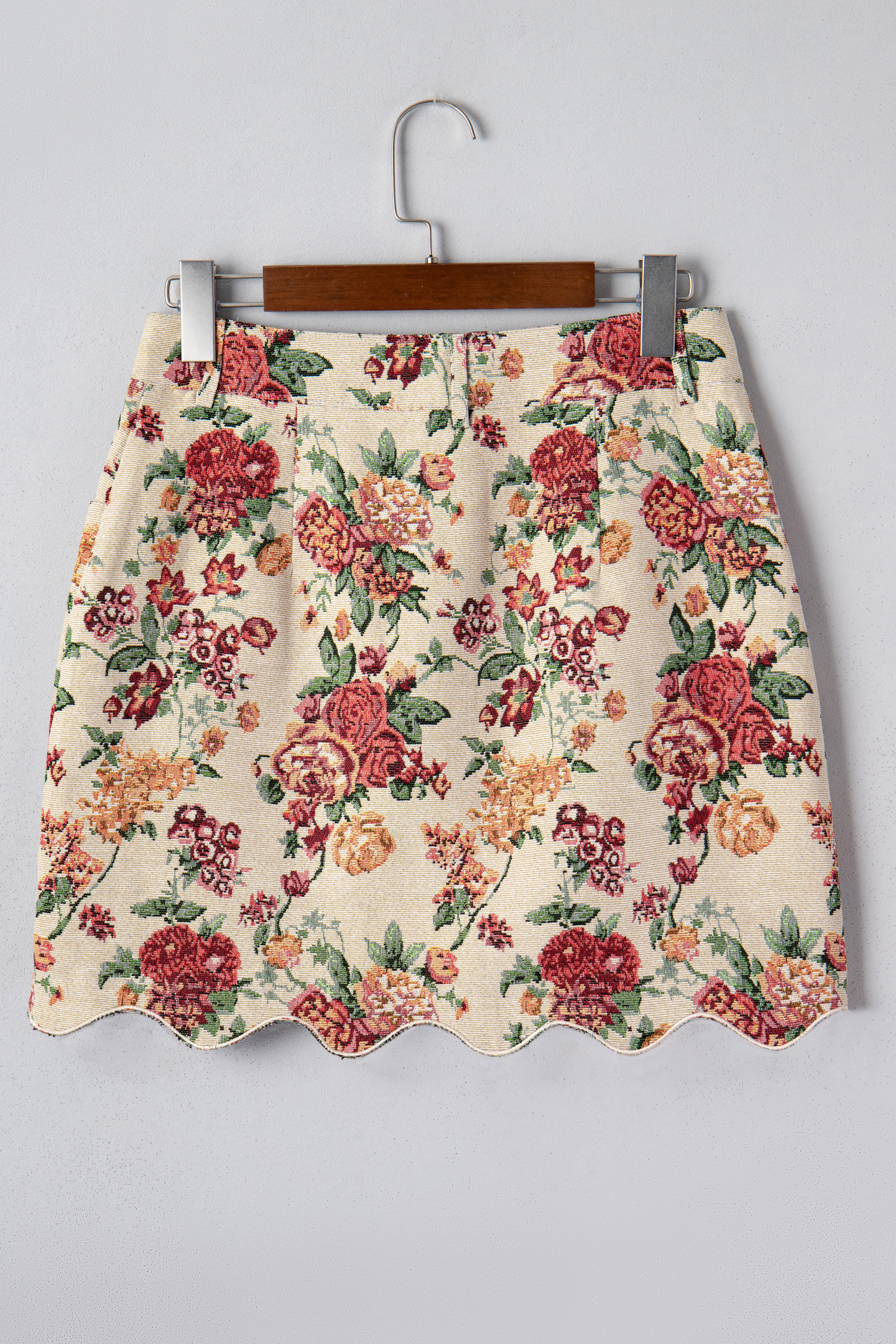 Chic Apricot Floral Jacquard Skirt for Women – High Waist Design, Perfect for Daily Wear & Vacations - Detail View 5 Chic Apricot Floral Jacquard Skirt for Women – High Waist Design, Perfect for Daily Wear & Vacations - Detail View 5