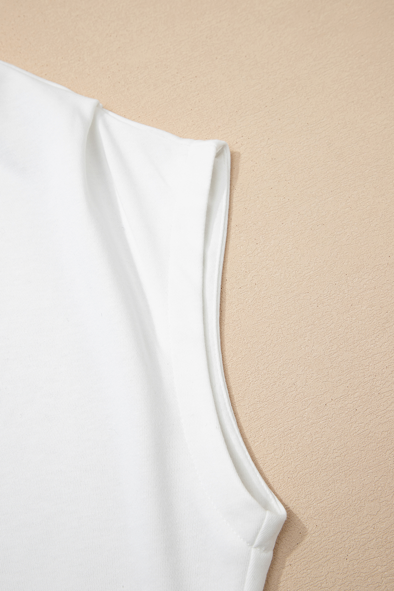 Women's Solid White High Neck Cap Sleeve Blouse – Relaxed Shift Silhouette, Pocket Detail for Everyday Summer Casual - Detail View 8 Women's Solid White High Neck Cap Sleeve Blouse – Relaxed Shift Silhouette, Pocket Detail for Everyday Summer Casual - Detail View 8