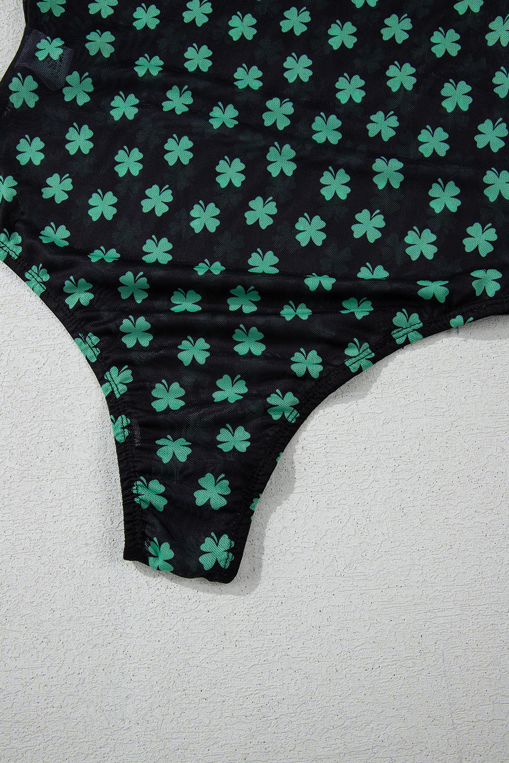 Festive Green Shamrock Bodysuit - Long Sleeve and Breathable Mesh Fabric - Detail View 14 Festive Green Shamrock Bodysuit - Long Sleeve and Breathable Mesh Fabric - Detail View 14