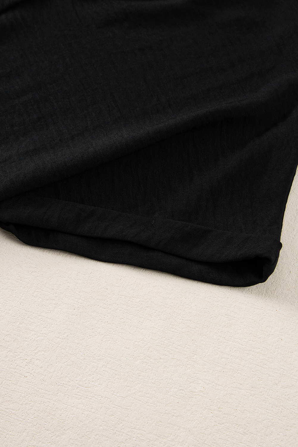 Women's Blouse, Black Blouse, Notched Neck, Batwing Sleeve, Lightweight, V Neck, Casual Style, Office Attire, Summer Fashion, Solid Color, Patchwork Design, Elegant Silhouette, Daily Wear, Short Sleeve - Detail View 12 Women's Blouse, Black Blouse, Notched Neck, Batwing Sleeve, Lightweight, V Neck, Casual Style, Office Attire, Summer Fashion, Solid Color, Patchwork Design, Elegant Silhouette, Daily Wear, Short Sleeve - Detail View 12