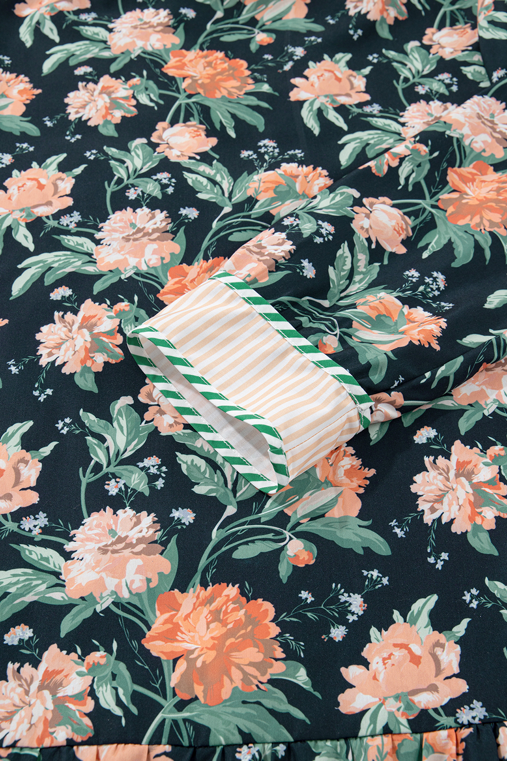 Spring Style Women's Ruffle Hem Blue Floral Shift Dress - Detail View 15 Spring Style Women's Ruffle Hem Blue Floral Shift Dress - Detail View 15