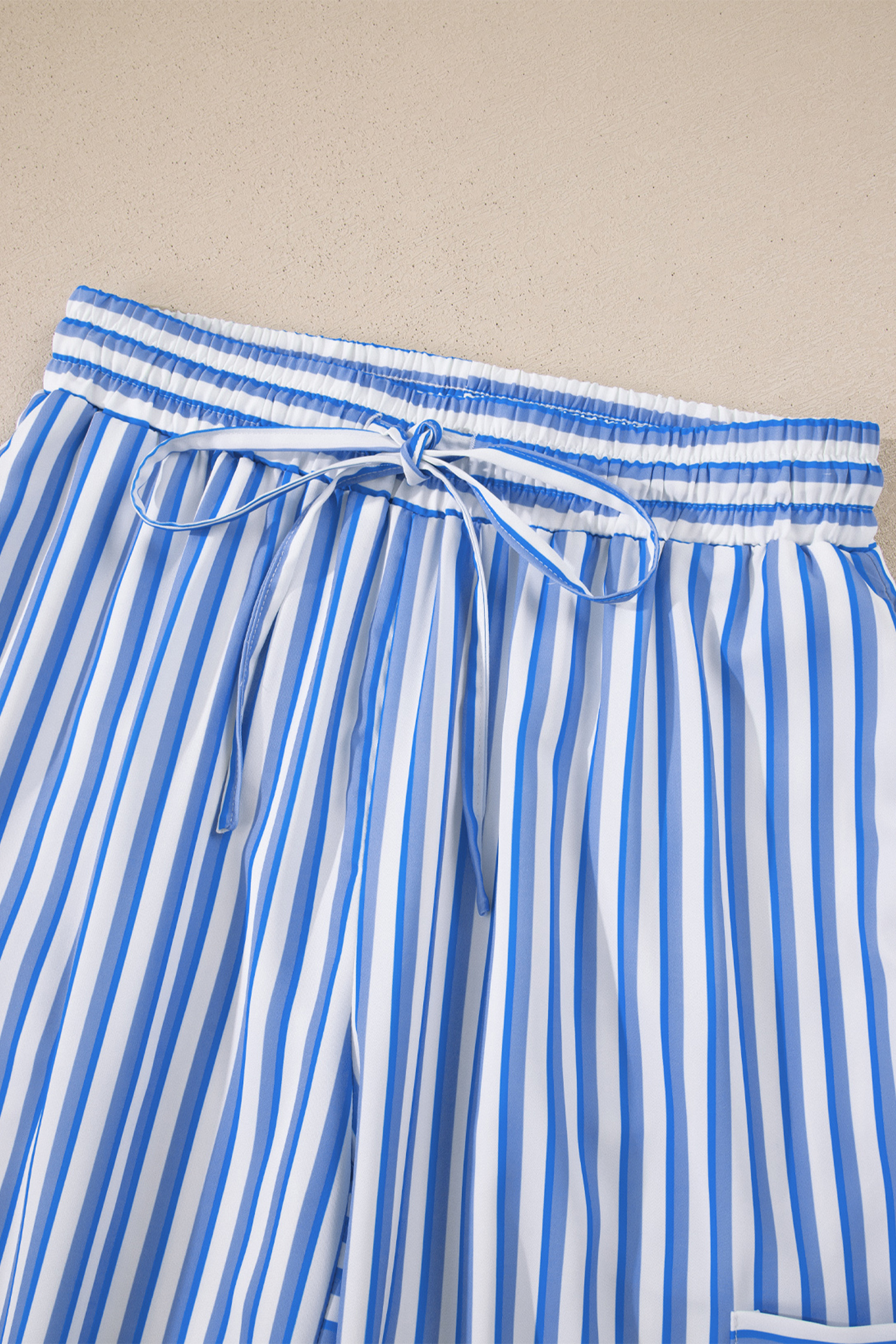 Chic Striped Wide Leg Women's Pants – Southern Belle Style Ankle Trousers with Patch Pockets - Detail View 9 Chic Striped Wide Leg Women's Pants – Southern Belle Style Ankle Trousers with Patch Pockets - Detail View 9