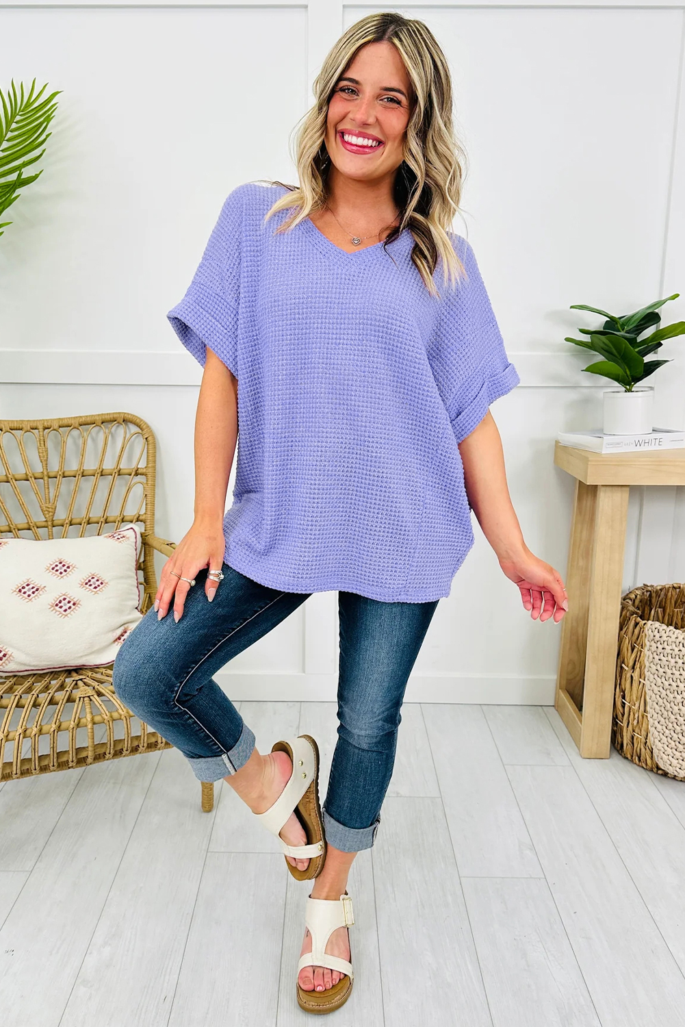 Casual Women's Wisteria V Neck Knit Top – Perfect for Summer Outings - Detail View 3 Casual Women's Wisteria V Neck Knit Top – Perfect for Summer Outings - Detail View 3