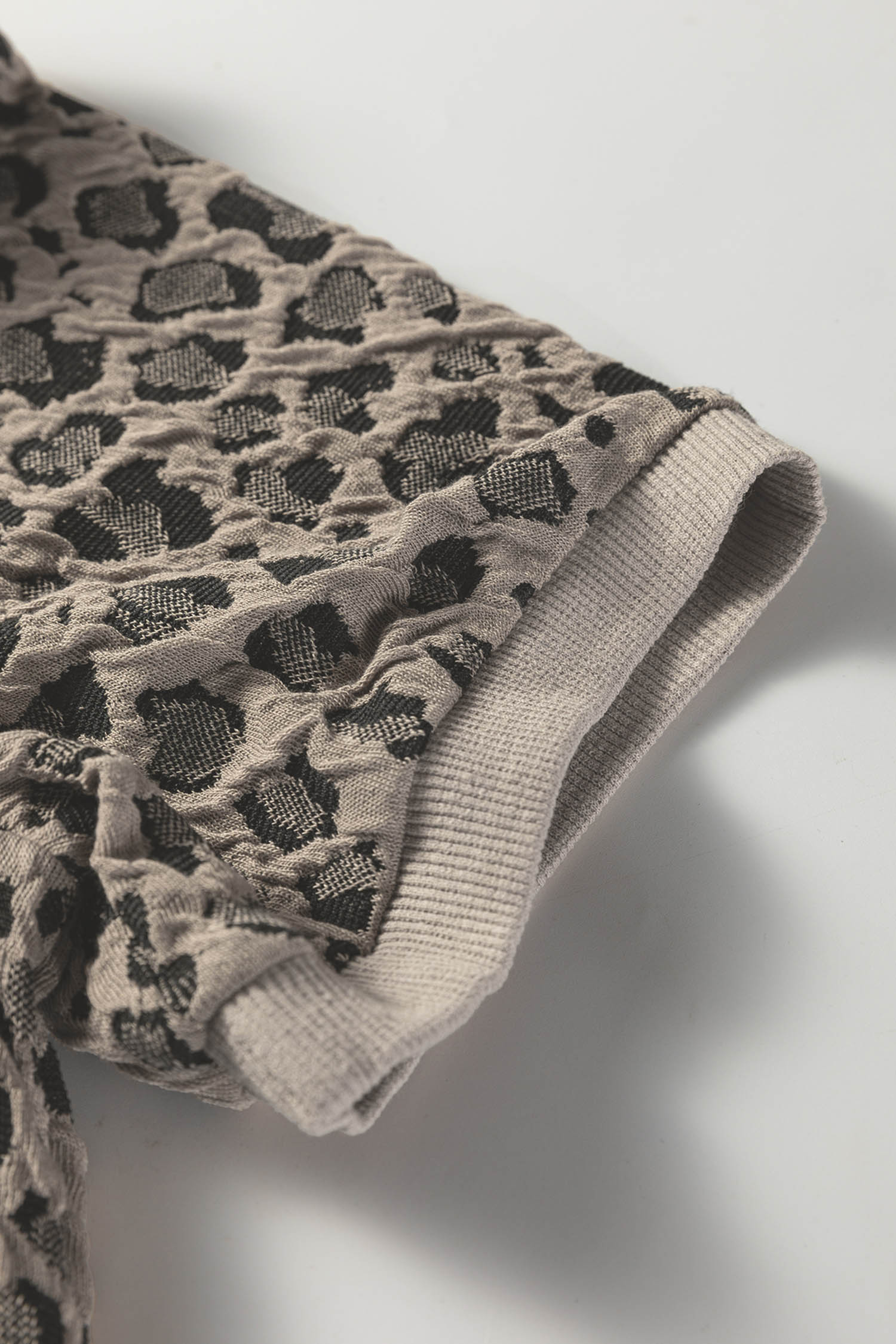 Leopard Print Casual Top in Khaki – Perfect Short Sleeve Shirt for Summer Outings - Detail View 9 Leopard Print Casual Top in Khaki – Perfect Short Sleeve Shirt for Summer Outings - Detail View 9