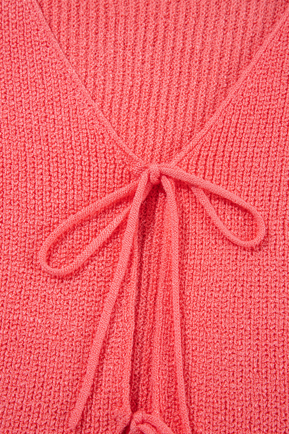 Sleeveless V Neck Knit Vest, Tomato Red Casual Front Knot Top - Detail View 11 Sleeveless V Neck Knit Vest, Tomato Red Casual Front Knot Top - Detail View 11