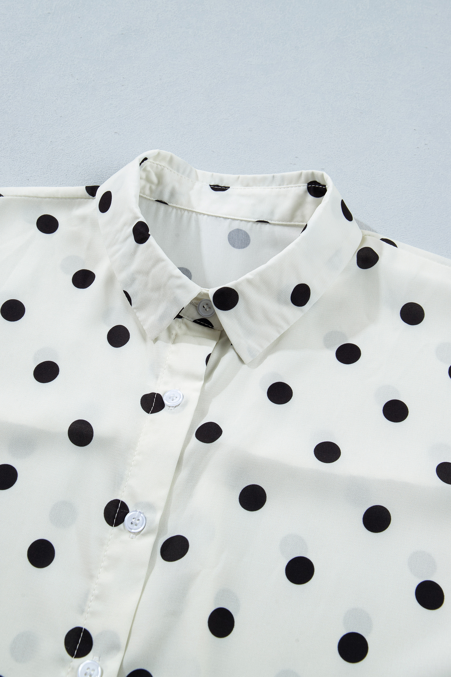 Women's Polka Dot Dolman Shirt – Casual Short Sleeve Top - Detail View 13 Women's Polka Dot Dolman Shirt – Casual Short Sleeve Top - Detail View 13