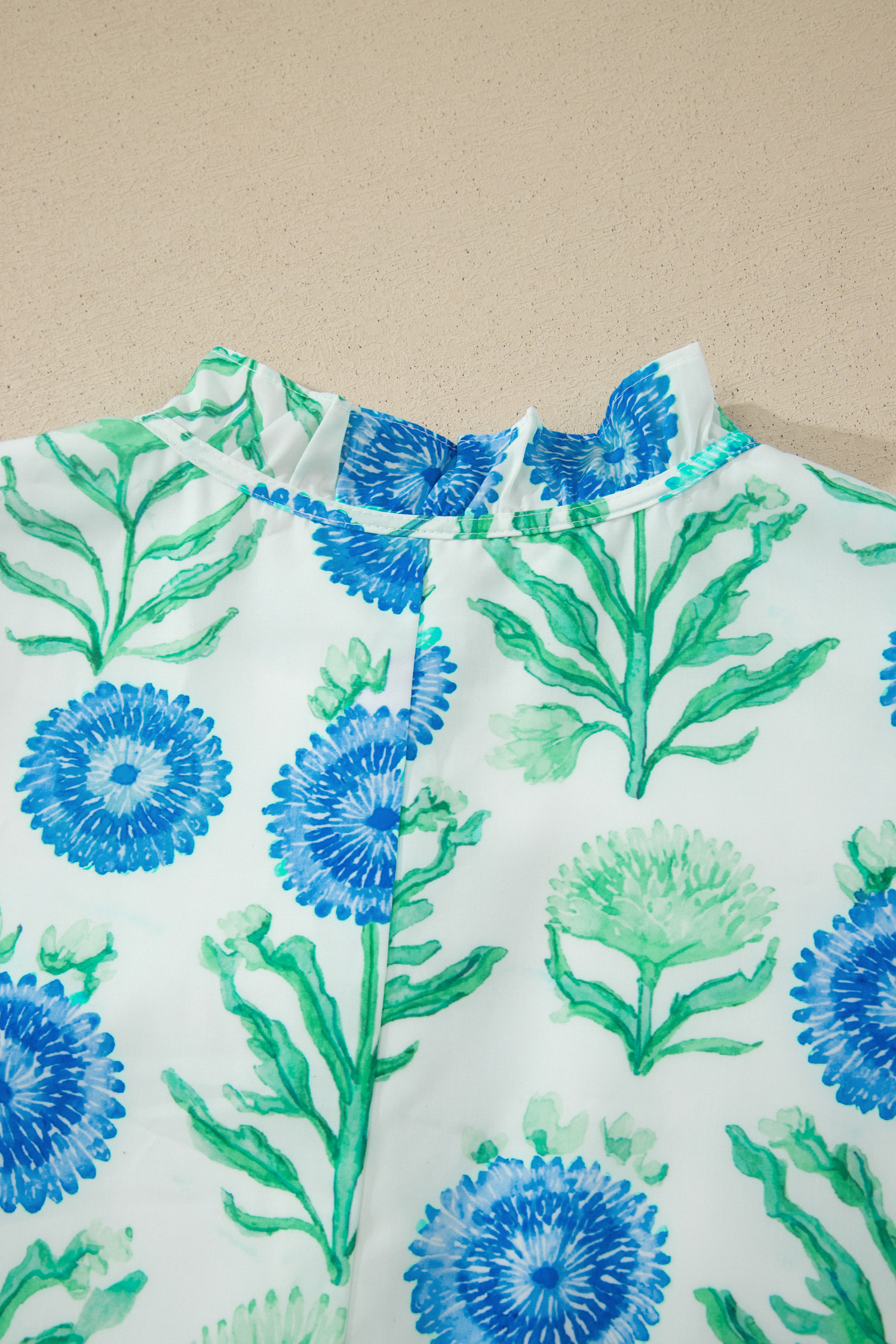 Sky Blue Floral Shift Dress – Short Sleeve Vacation Mini Wear - Detail View 11 Sky Blue Floral Shift Dress – Short Sleeve Vacation Mini Wear - Detail View 11