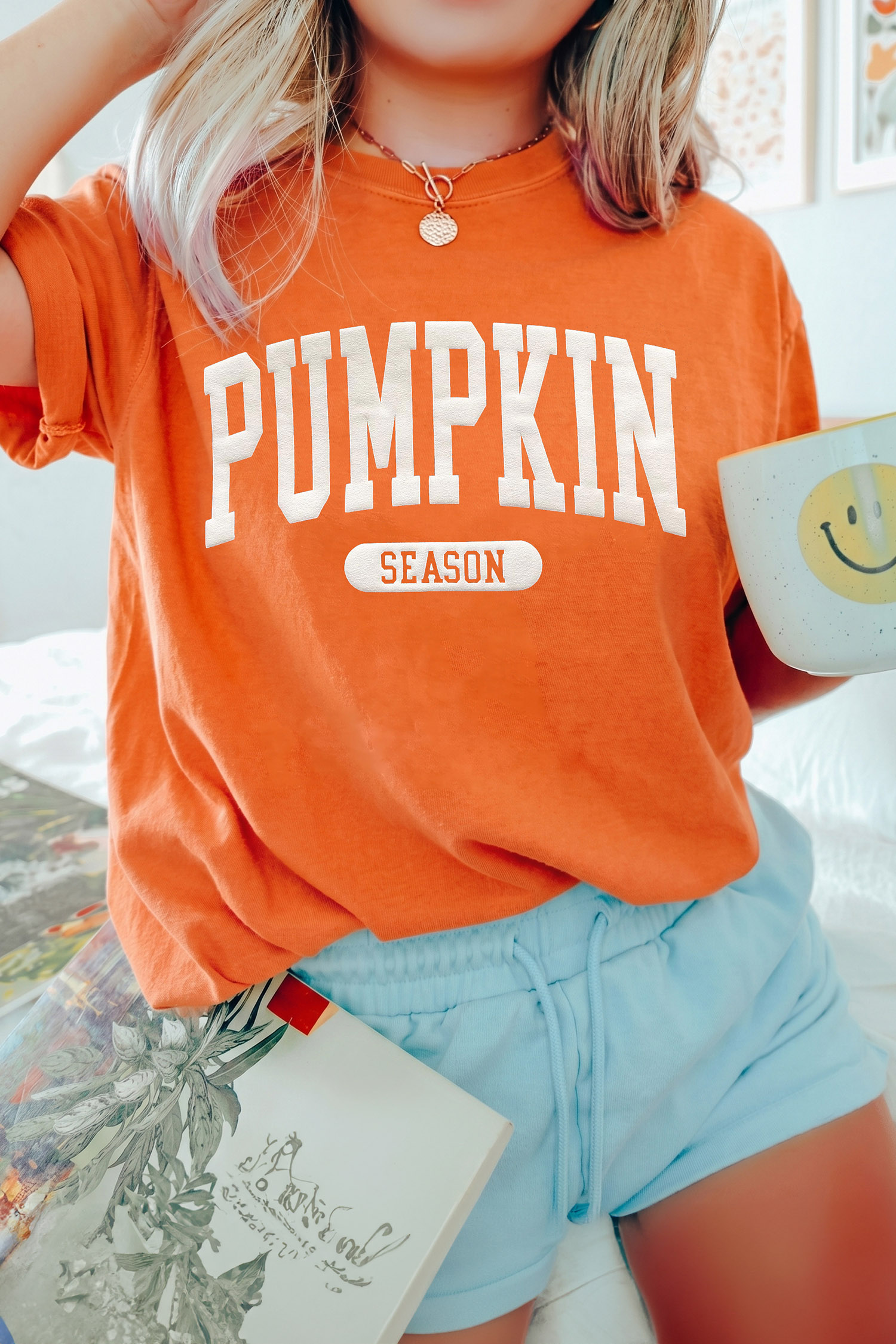 Casual Round Neck Graphic Shirt, Women's Fall Seasonal Style - Detail View 9 Casual Round Neck Graphic Shirt, Women's Fall Seasonal Style - Detail View 9