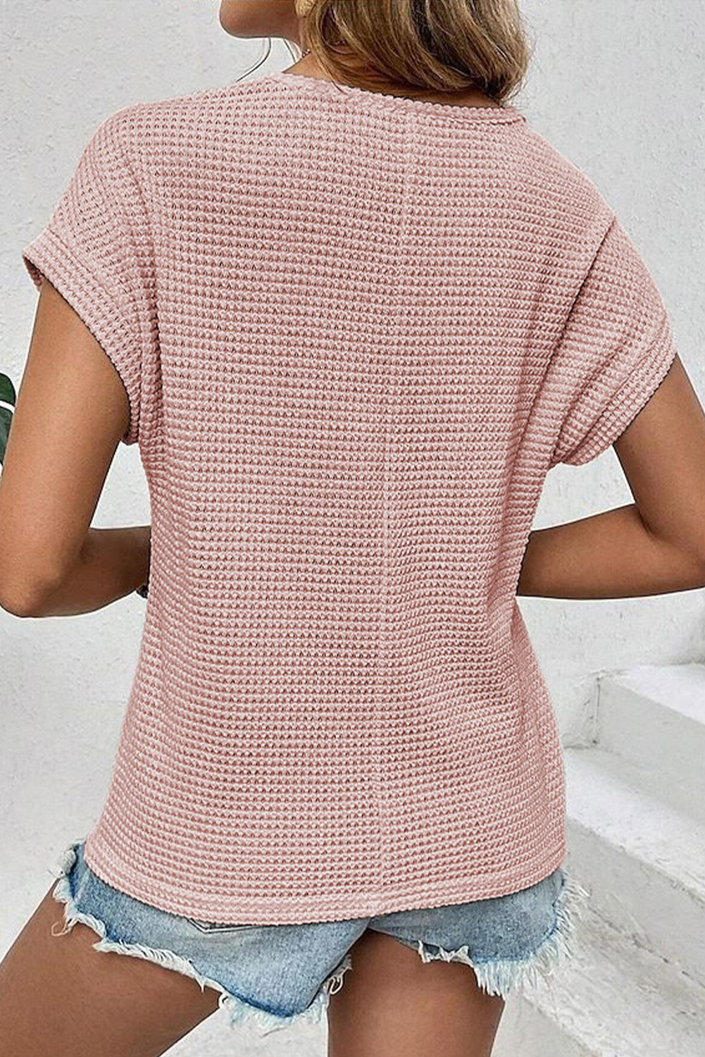 Casual Round Neck Top with Lace Detail - Soft and Breathable for Summer - Detail View 2 Casual Round Neck Top with Lace Detail - Soft and Breathable for Summer - Detail View 2