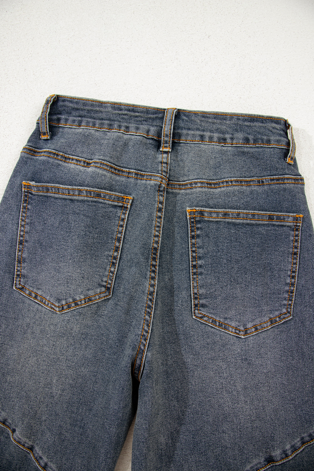 Stylish High Waist Denim Jeans with Unique Exposed Stitching - Sail Blue - Detail View 10 Stylish High Waist Denim Jeans with Unique Exposed Stitching - Sail Blue - Detail View 10