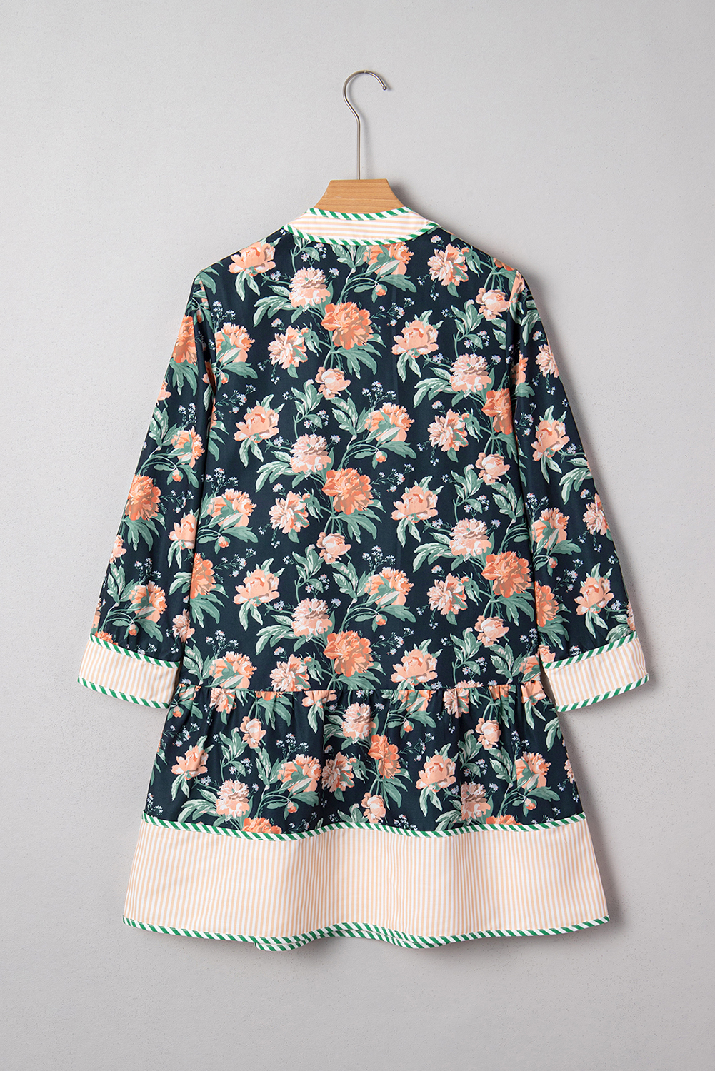 Women's Blue Floral Print V-Neck Shift Mini Dress for Daily Wear - Detail View 10 Women's Blue Floral Print V-Neck Shift Mini Dress for Daily Wear - Detail View 10