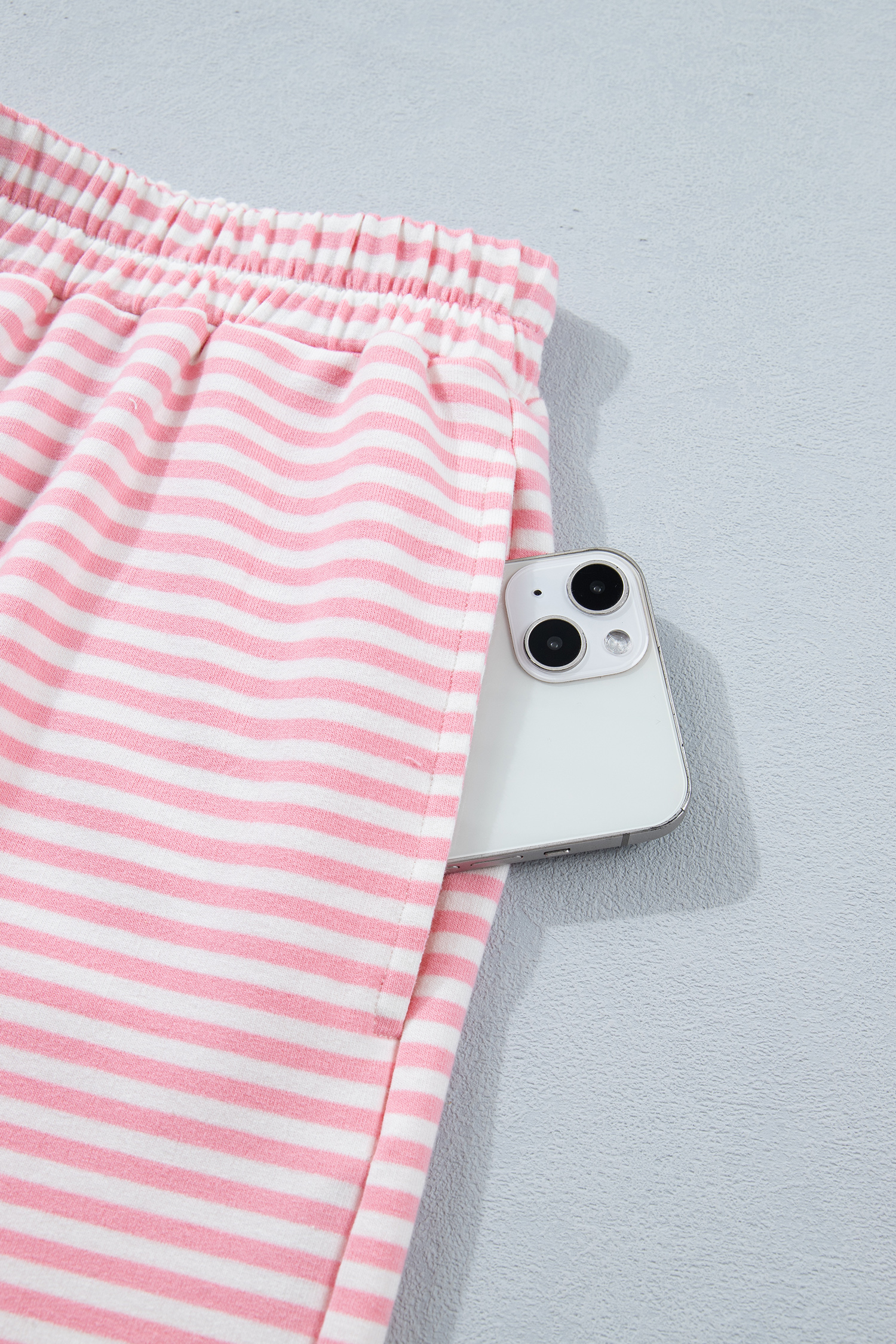 Casual Women's Striped Short Set – Contrast Mock Neck Tee with Matching Bottoms, Summer Wear - Detail View 8 Casual Women's Striped Short Set – Contrast Mock Neck Tee with Matching Bottoms, Summer Wear - Detail View 8