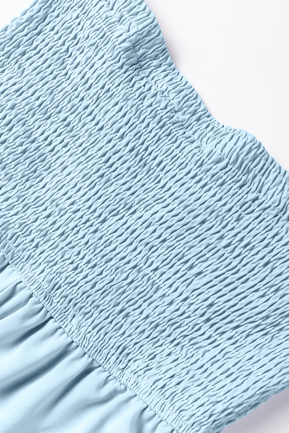 Women's Sky Blue Off Shoulder Dress – Elegant Ruched Maxi Gown - Detail View 12 Women's Sky Blue Off Shoulder Dress – Elegant Ruched Maxi Gown - Detail View 12