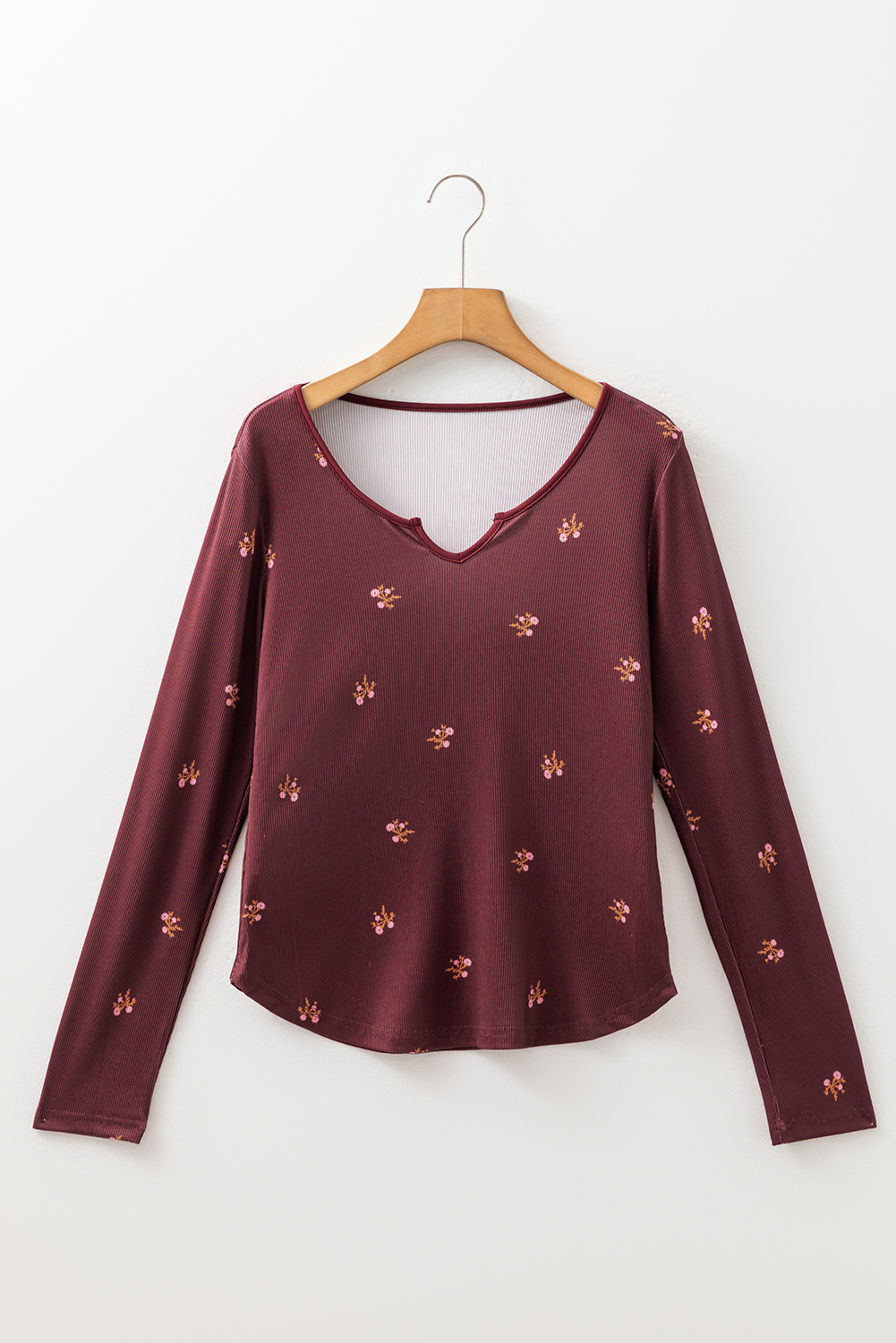 Stylish Long Sleeve Sheath Top in Burgundy - Perfect for Daily Wear - Detail View 7 Stylish Long Sleeve Sheath Top in Burgundy - Perfect for Daily Wear - Detail View 7