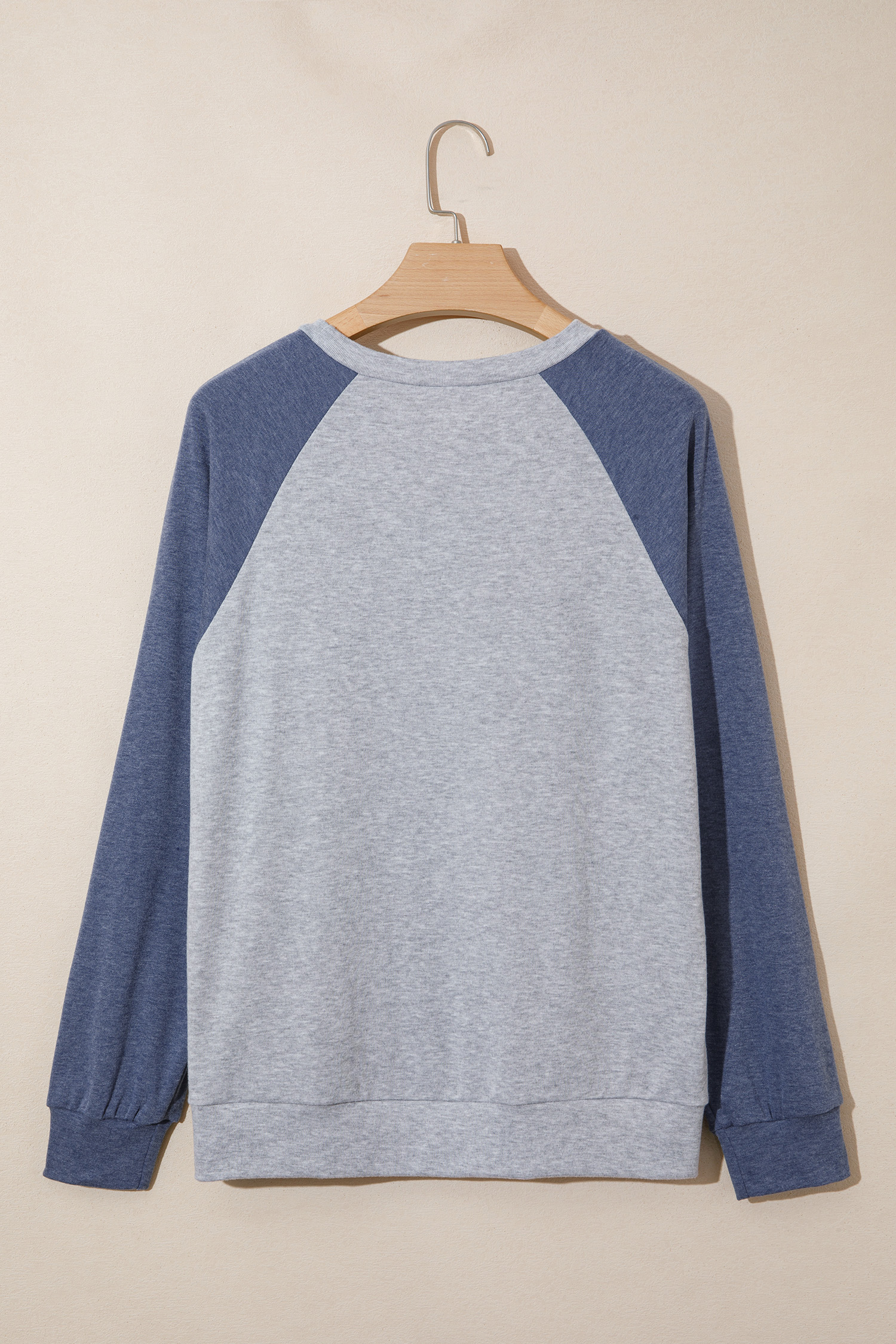 Women's Color Block Raglan Tee – Floral Embroidered Long Sleeve Shift Top for Daily Wear - Detail View 3 Women's Color Block Raglan Tee – Floral Embroidered Long Sleeve Shift Top for Daily Wear - Detail View 3