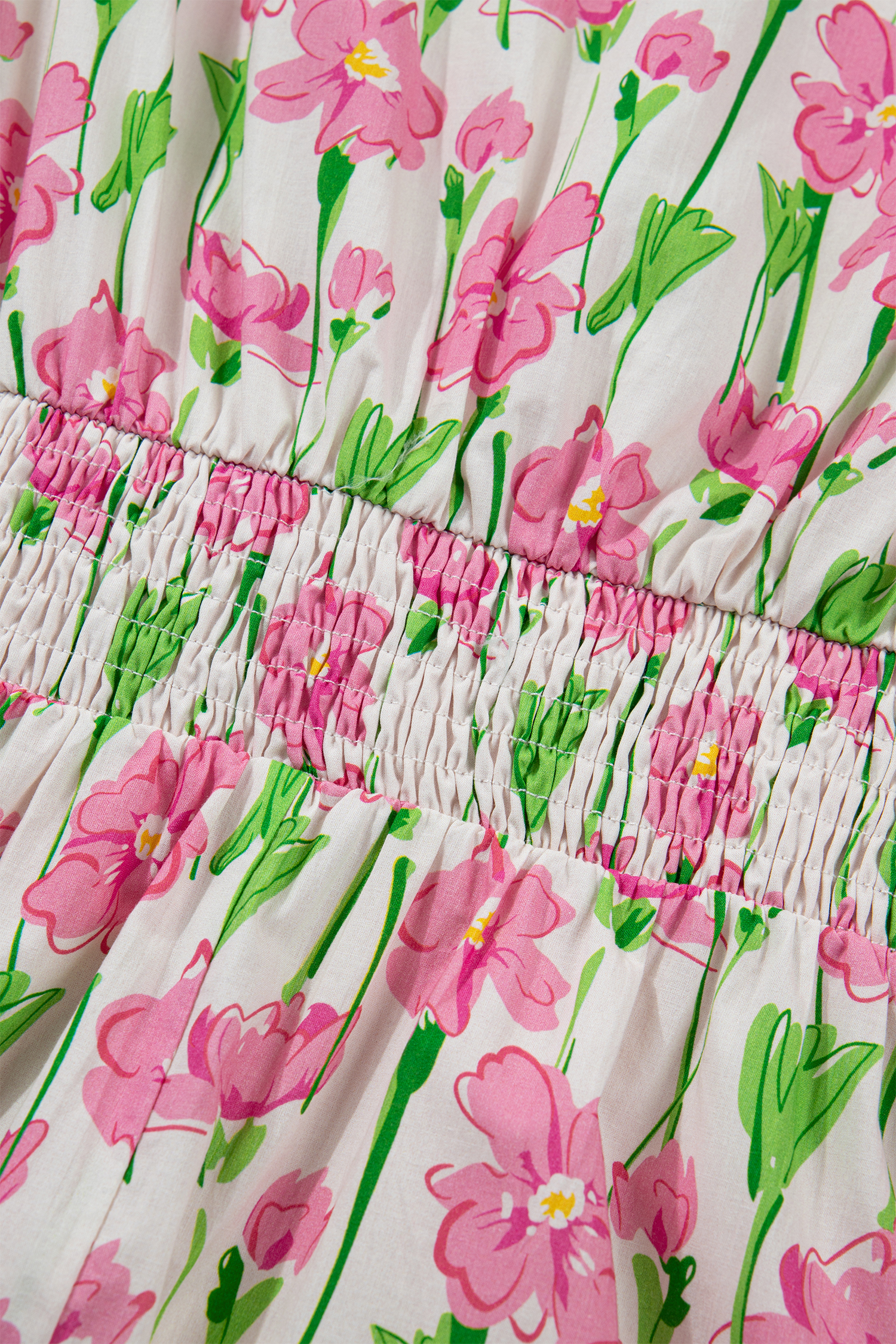 Stylish Women's Pink Floral Print Midi Dress – Elegant V Neck, High Waist Design for Summer Events - Detail View 9 Stylish Women's Pink Floral Print Midi Dress – Elegant V Neck, High Waist Design for Summer Events - Detail View 9