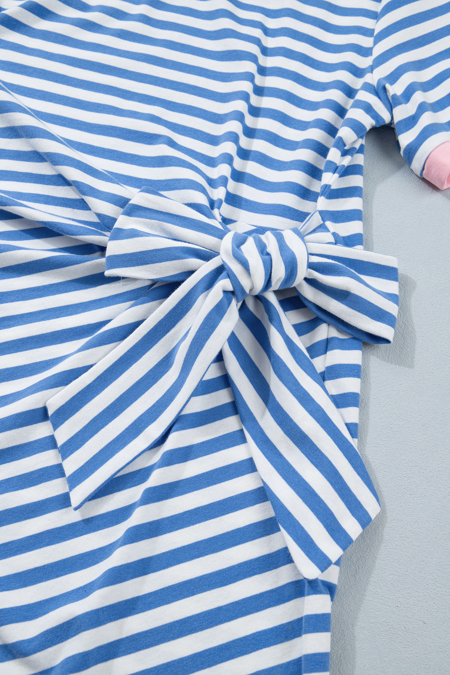 Short Sleeve Striped Mini Dress for Women – Casual Cotton Blend Summer Shift Dress with Contrast Trim - Detail View 8 Short Sleeve Striped Mini Dress for Women – Casual Cotton Blend Summer Shift Dress with Contrast Trim - Detail View 8