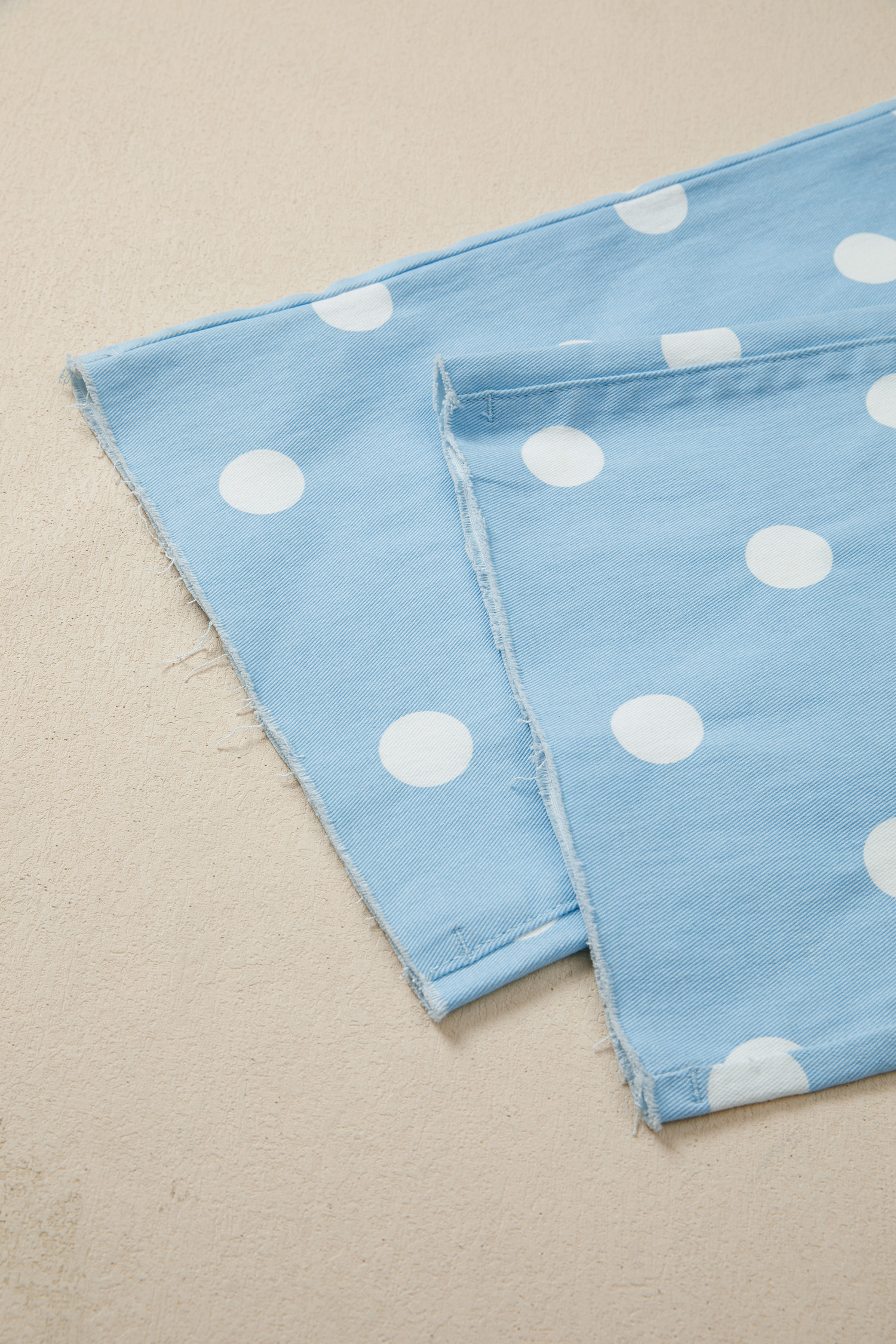Women's Sky Blue Polka Dot High Waist Jeans – Casual Denim Shift Pants with Pockets - Detail View 10 Women's Sky Blue Polka Dot High Waist Jeans – Casual Denim Shift Pants with Pockets - Detail View 10