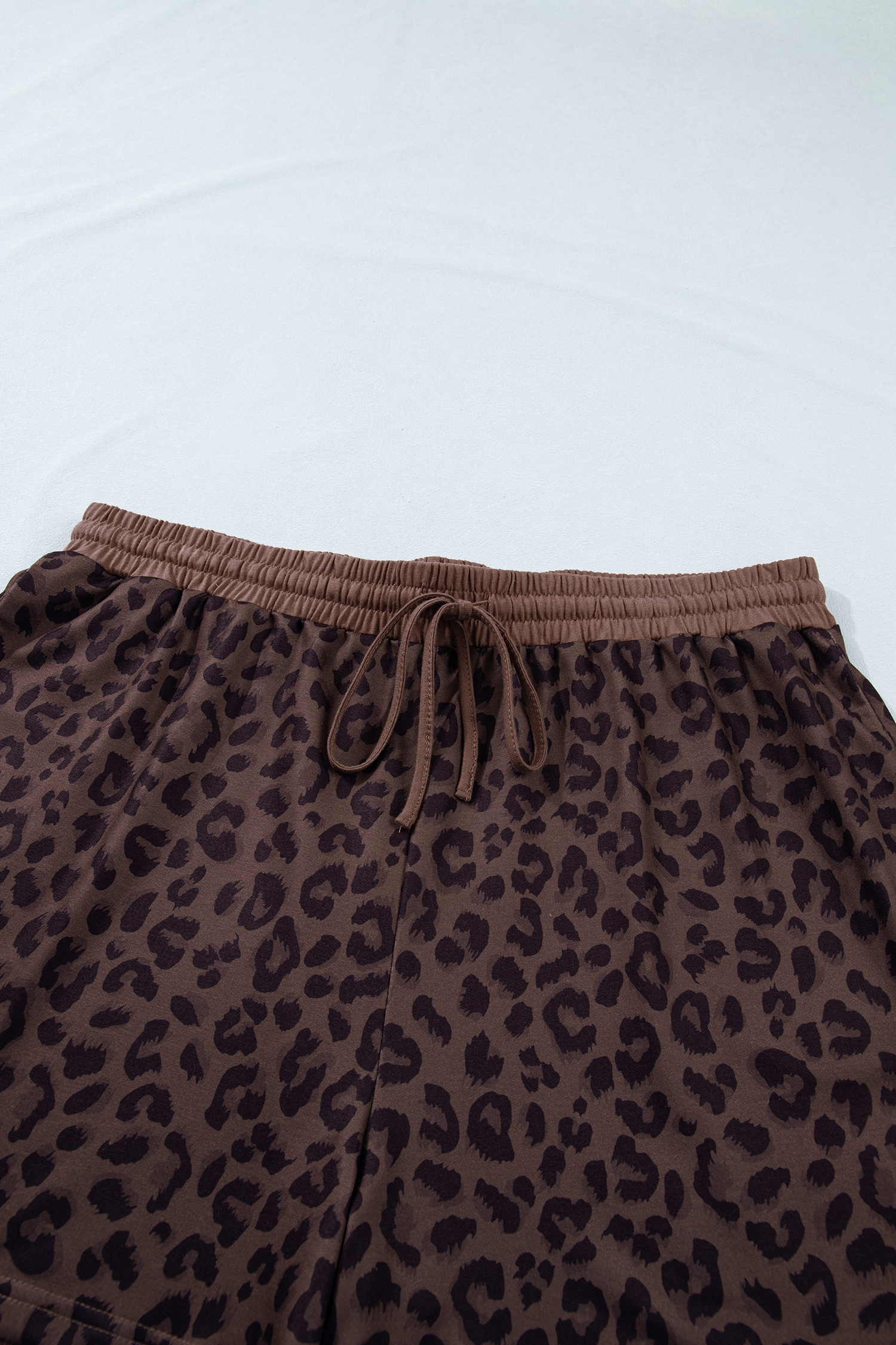 Women's Leopard Print Short Set – V-Neck Short Sleeve Top and High Waist Shorts, Western Casual Style - Detail View 10 Women's Leopard Print Short Set – V-Neck Short Sleeve Top and High Waist Shorts, Western Casual Style - Detail View 10