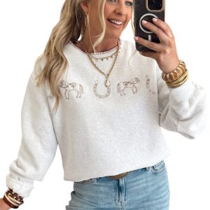 Women's Embroidered Sweatshirt, Casual Western Pullover - Main View