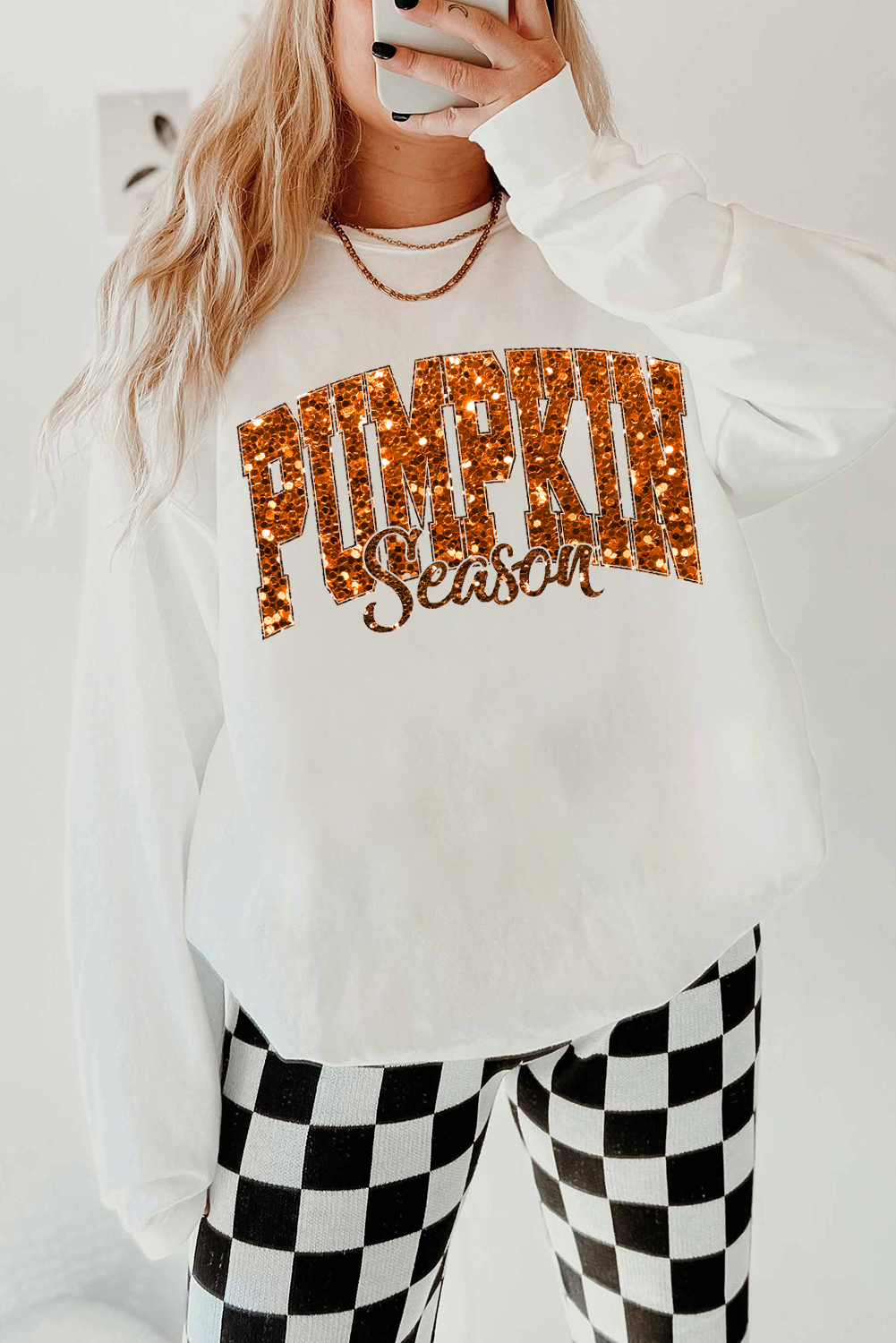 Women's Sweatshirt, Beige, Pumpkin Season, Heat Transfer Print, Graphic Sweatshirt, Thanksgiving, Casual Style, Long Sleeve, Round Neck, Fall Fashion, Comfortable, Daily Wear, Letter Print, Trendy Tops, Easy to Style - Detail View 4 Women's Sweatshirt, Beige, Pumpkin Season, Heat Transfer Print, Graphic Sweatshirt, Thanksgiving, Casual Style, Long Sleeve, Round Neck, Fall Fashion, Comfortable, Daily Wear, Letter Print, Trendy Tops, Easy to Style - Detail View 4