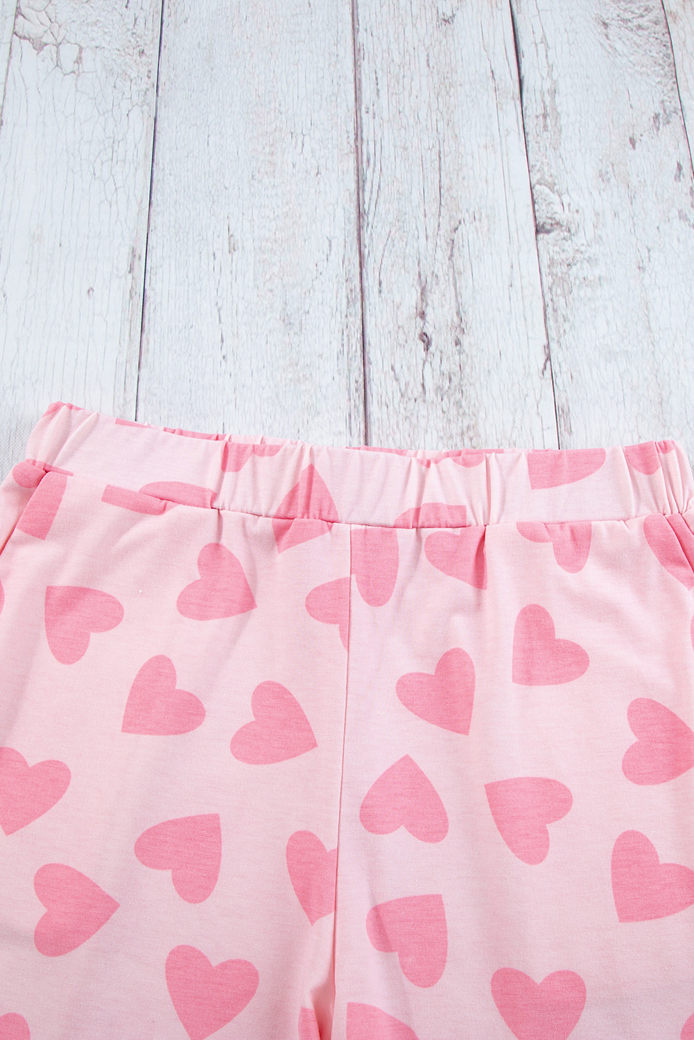 Pink Heart Pattern Pajama Set, Casual Long Sleeve Loungewear - Detail View 8 Pink Heart Pattern Pajama Set, Casual Long Sleeve Loungewear - Detail View 8