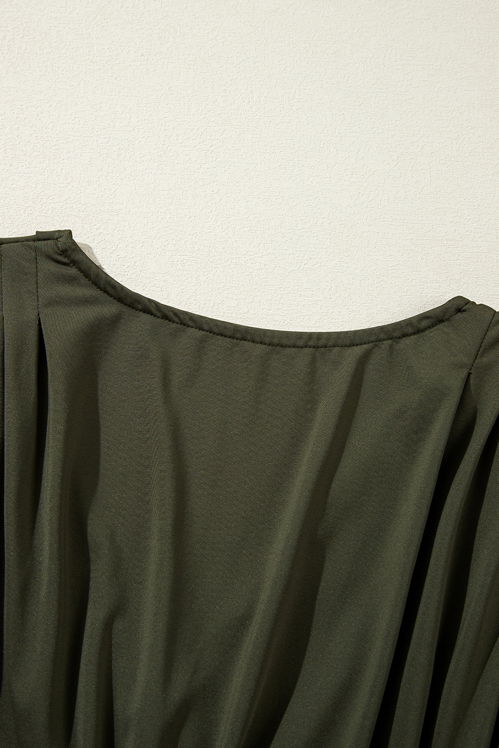 Women's Bodysuit, Moss Green, Ruched Detailing, Wrap V Neck, Long Sleeve, Classic Silhouette, Elegant, Sophisticated, Daily Wear, Formal Occasion, High Waist, Sheath Silhouette, Tops, Bodysuits, Polymer Blended Fabric, Solid Color, Comfortable Fit - Detail View 10 Women's Bodysuit, Moss Green, Ruched Detailing, Wrap V Neck, Long Sleeve, Classic Silhouette, Elegant, Sophisticated, Daily Wear, Formal Occasion, High Waist, Sheath Silhouette, Tops, Bodysuits, Polymer Blended Fabric, Solid Color, Comfortable Fit - Detail View 10
