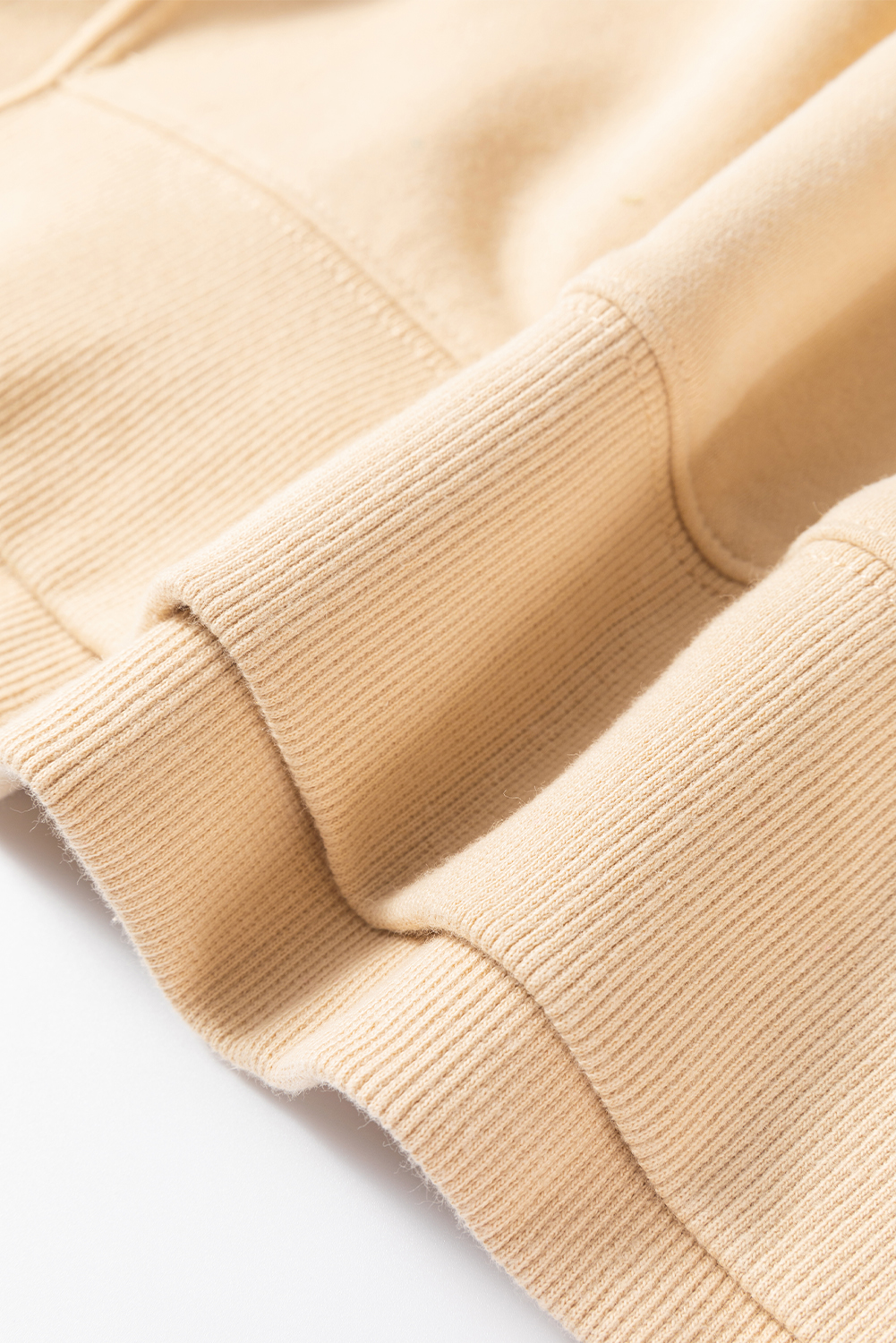Women's Beige Contrast Striped Patchwork Drop Shoulder Loose Sweatshirt - Detail View 13 Women's Beige Contrast Striped Patchwork Drop Shoulder Loose Sweatshirt - Detail View 13