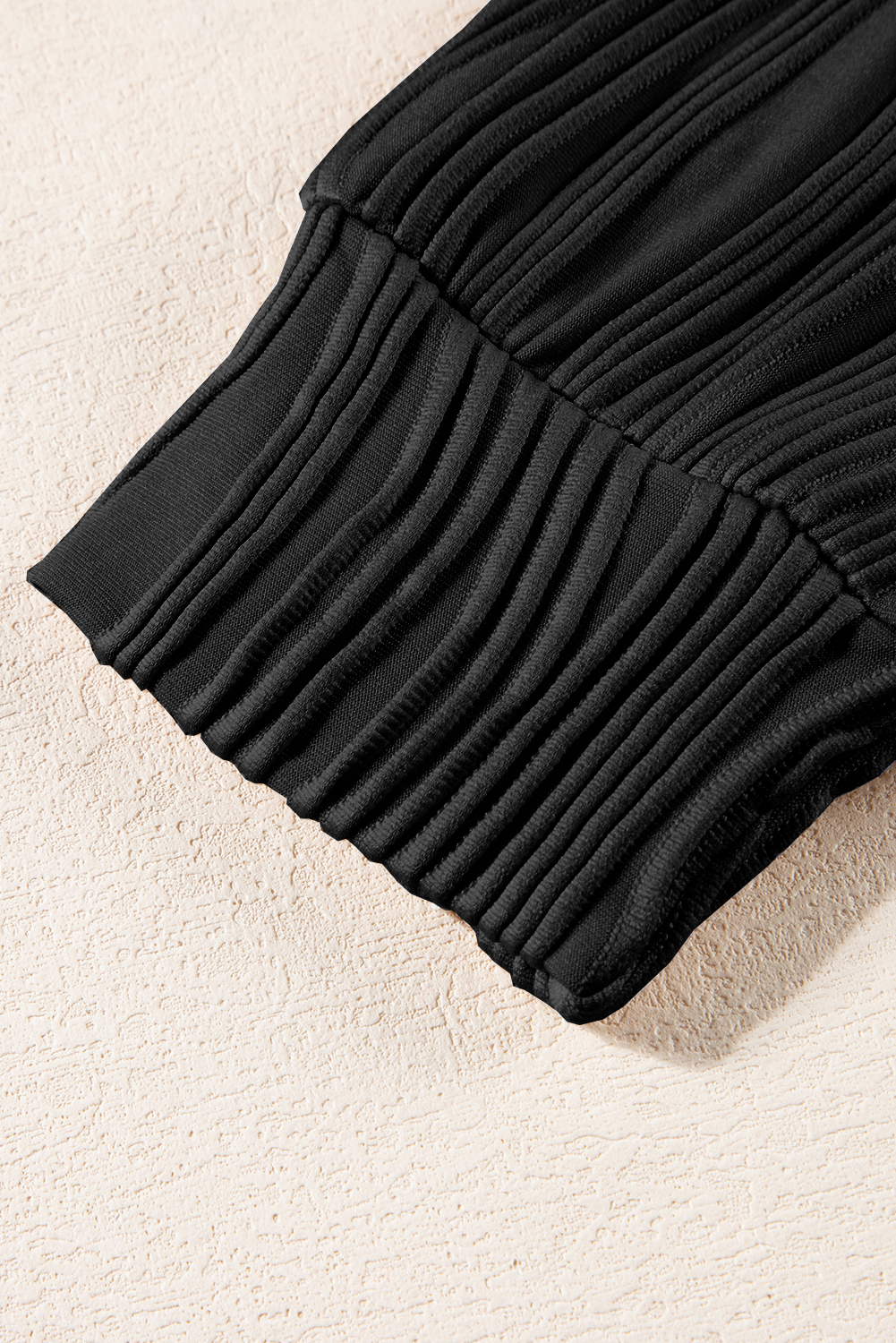 Classic Round Neck Long Sleeve Top - Textured Black - Detail View 12 Classic Round Neck Long Sleeve Top - Textured Black - Detail View 12