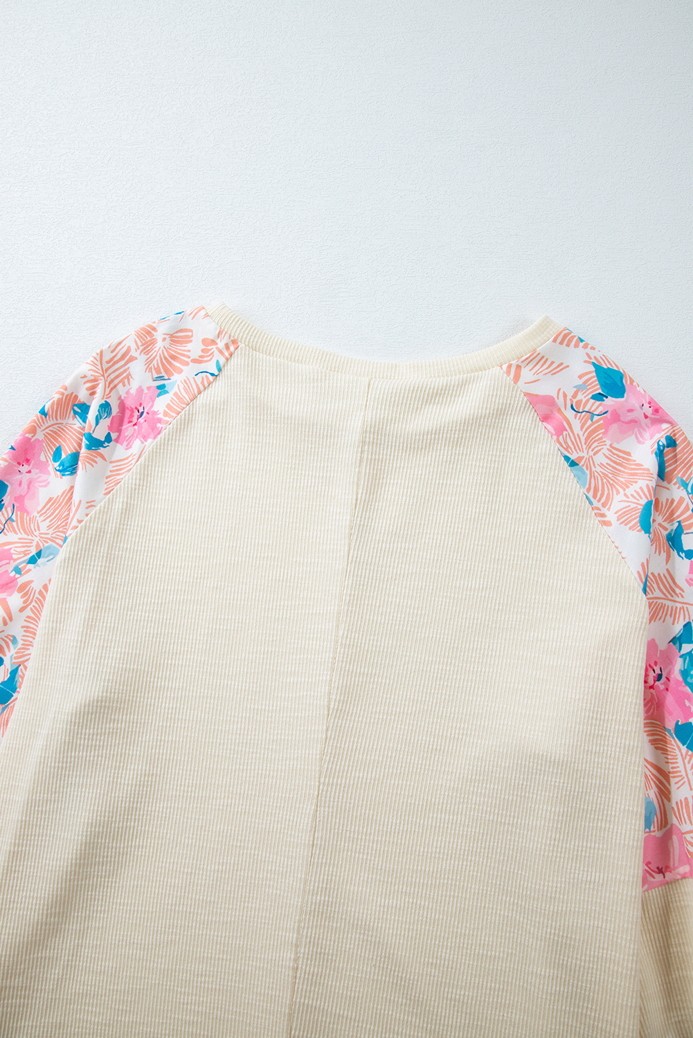 Comfortable and Stylish Long Sleeve Plus Size Top - Apricot Floral Pattern - Detail View 8 Comfortable and Stylish Long Sleeve Plus Size Top - Apricot Floral Pattern - Detail View 8