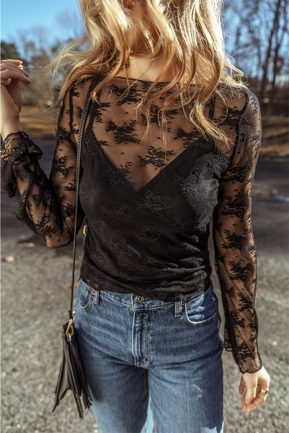 Versatile and Feminine Long Sleeve Blouse - Classic Crew Neck, Seductive Style - Detail View 8 Versatile and Feminine Long Sleeve Blouse - Classic Crew Neck, Seductive Style - Detail View 8