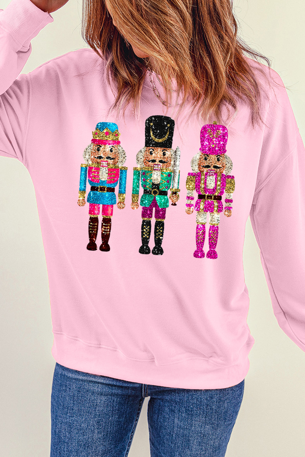 Festive Nutcracker Graphic Sweatshirt, Cozy Long Sleeve Top - Detail View 8 Festive Nutcracker Graphic Sweatshirt, Cozy Long Sleeve Top - Detail View 8