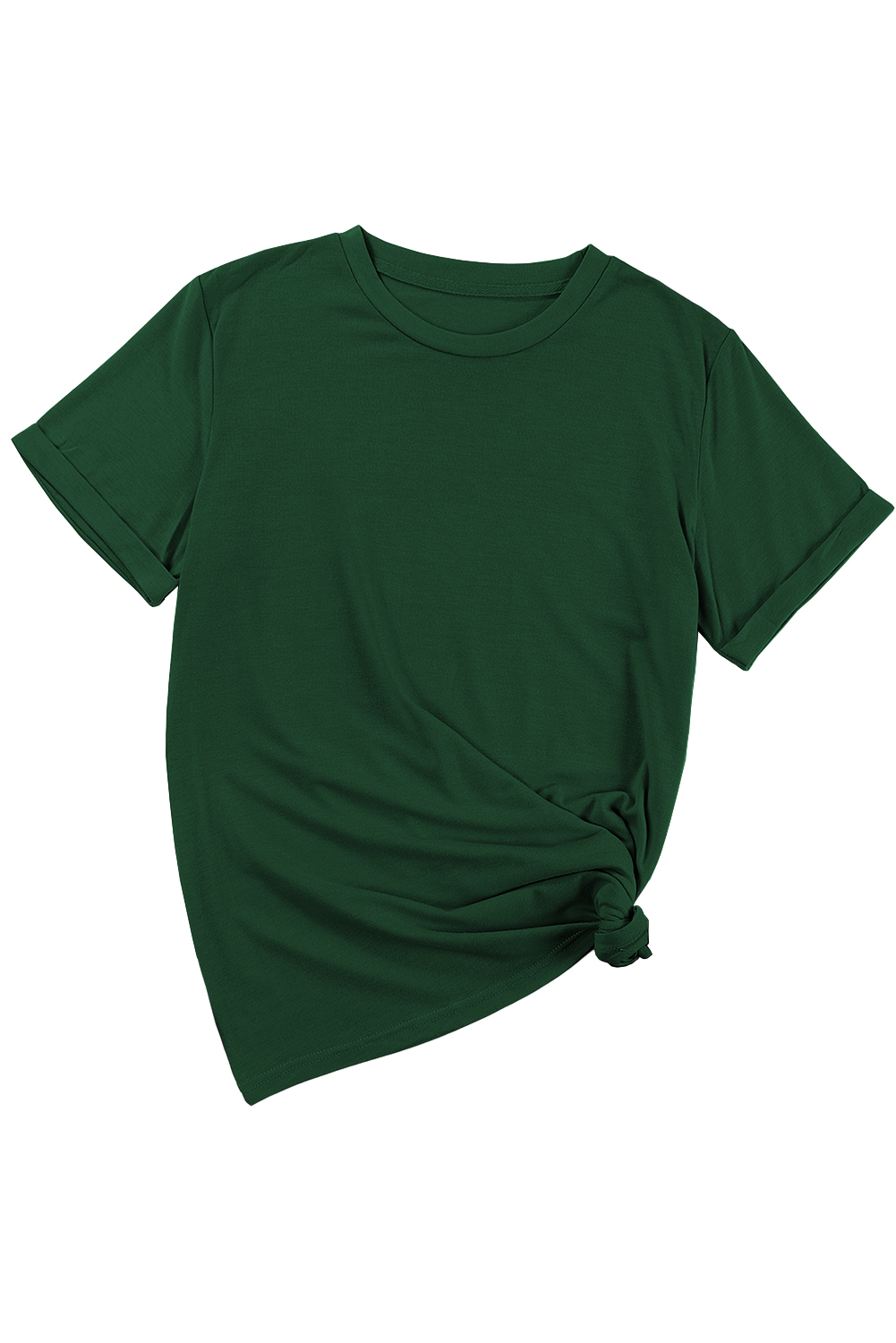 Women's Plain Green T-Shirt, Comfortable Daily Crew Neck Top - Detail View 11 Women's Plain Green T-Shirt, Comfortable Daily Crew Neck Top - Detail View 11