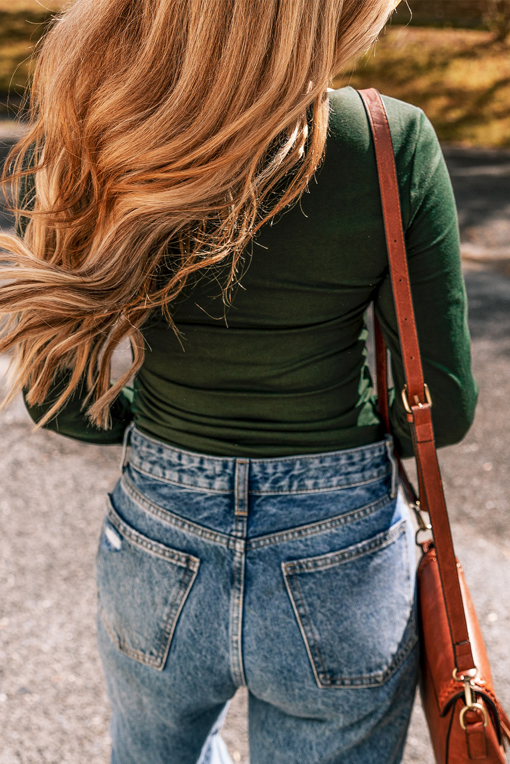 Women's Blackish Green Solid Color Square Neck Long Sleeve Slim Fit Bodysuit - Detail View 6 Women's Blackish Green Solid Color Square Neck Long Sleeve Slim Fit Bodysuit - Detail View 6