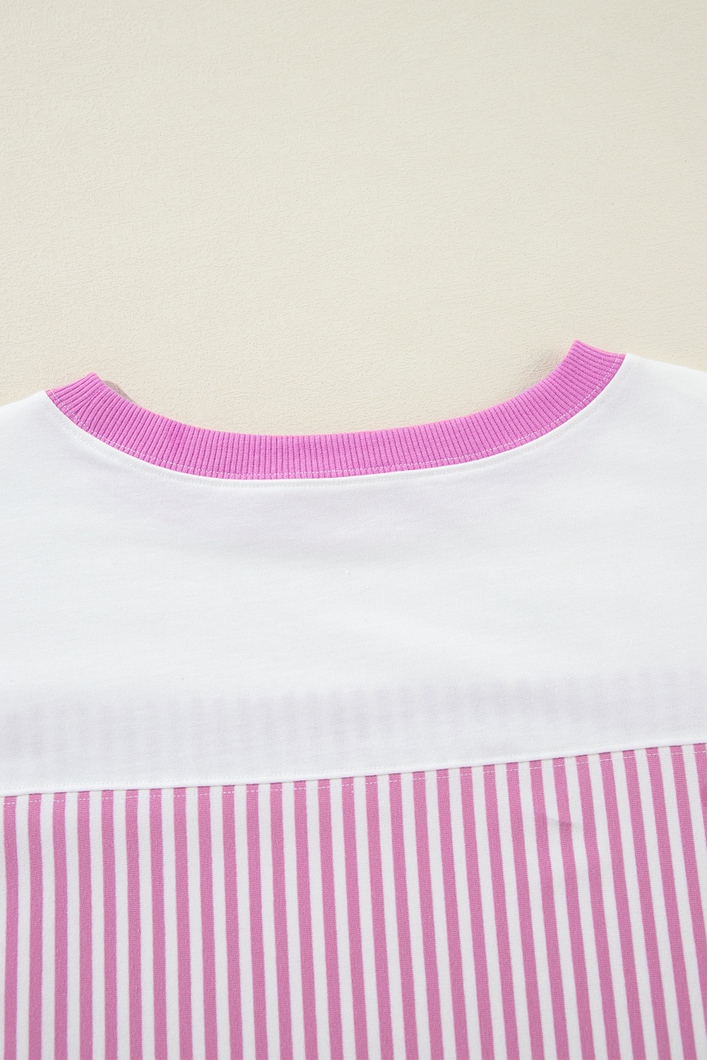 Stylish and Cozy Plus Size Top - Phalaenopsis Striped Patchwork Design - Detail View 7 Stylish and Cozy Plus Size Top - Phalaenopsis Striped Patchwork Design - Detail View 7