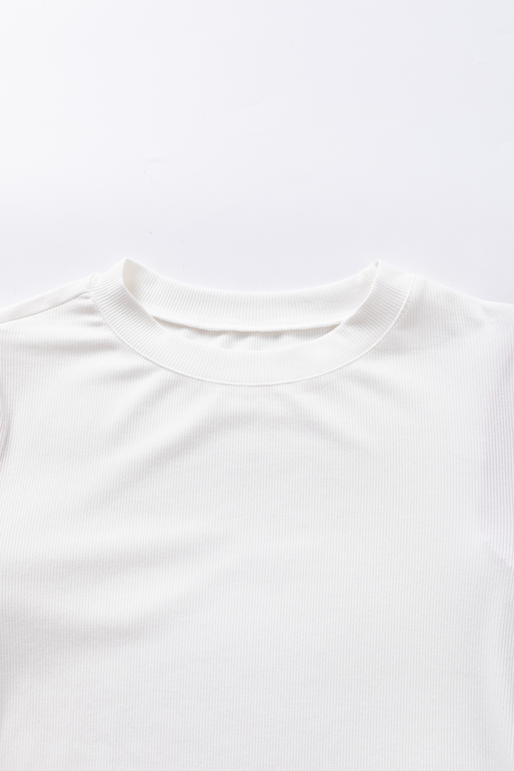 Women's Pink Puff Sleeve Top, Casual Round Neck Patchwork Tee - Detail View 10 Women's Pink Puff Sleeve Top, Casual Round Neck Patchwork Tee - Detail View 10