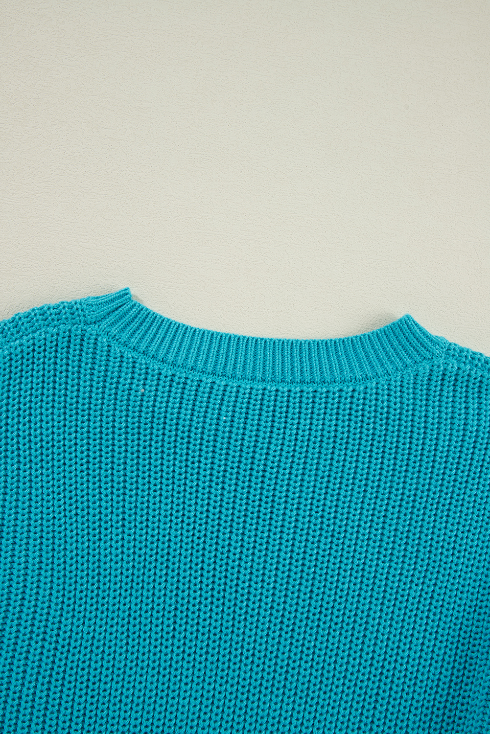 Chic and Stylish Turquoise Bubble Sleeve Knit Top with Ruffled Detail - Detail View 17 Chic and Stylish Turquoise Bubble Sleeve Knit Top with Ruffled Detail - Detail View 17