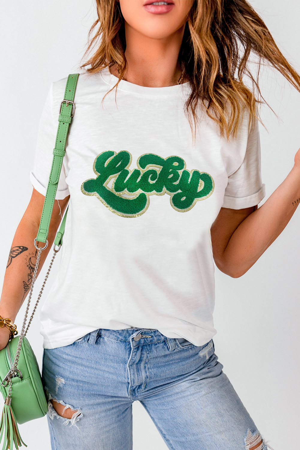 St Patrick's Day Lucky T Shirt, Casual Short Sleeve White Tee - Detail View 8 St Patrick's Day Lucky T Shirt, Casual Short Sleeve White Tee - Detail View 8