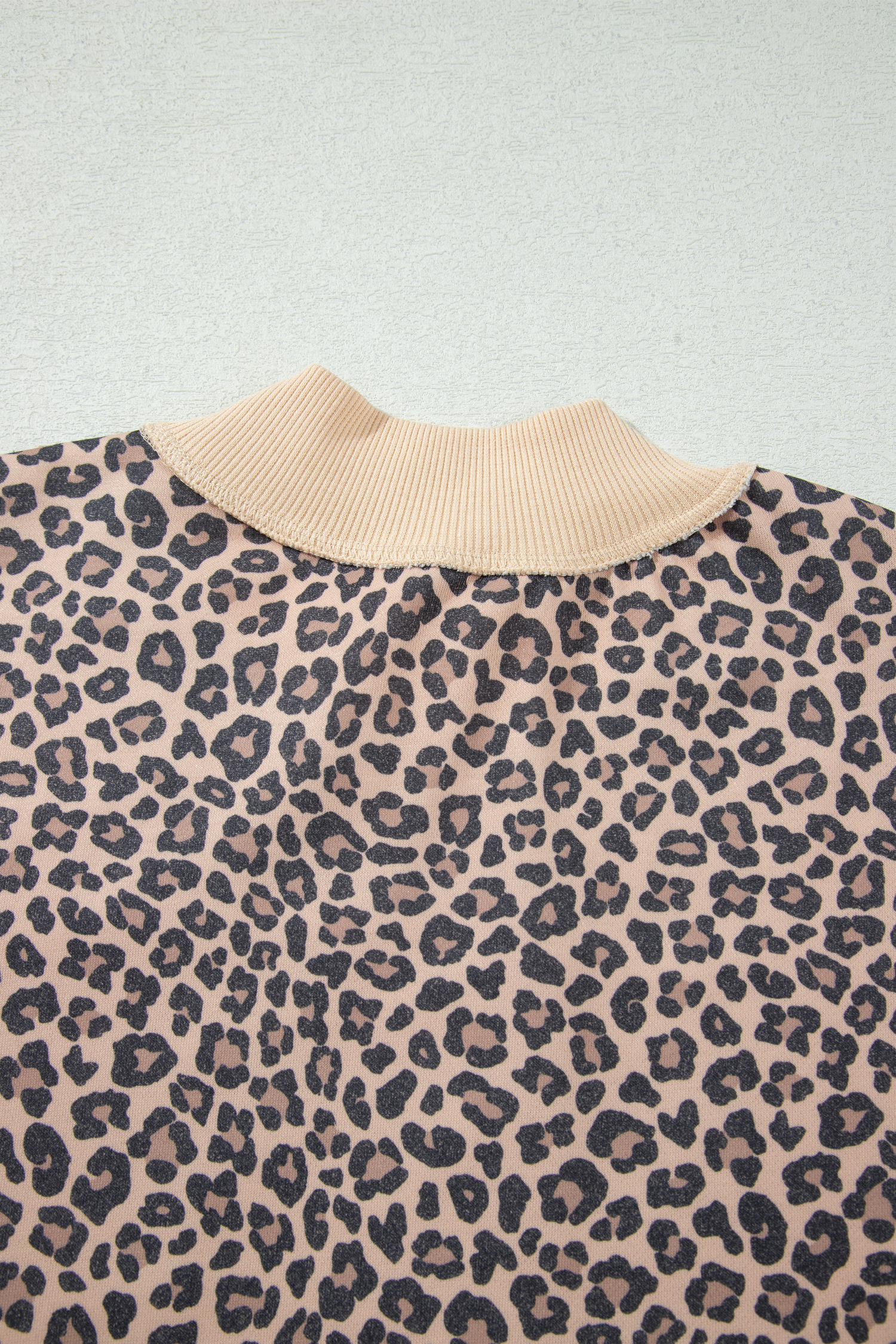 Chic Leopard Print Long Sleeve, Ribbed Cuff Mock Neck Shirt - Detail View 12 Chic Leopard Print Long Sleeve, Ribbed Cuff Mock Neck Shirt - Detail View 12