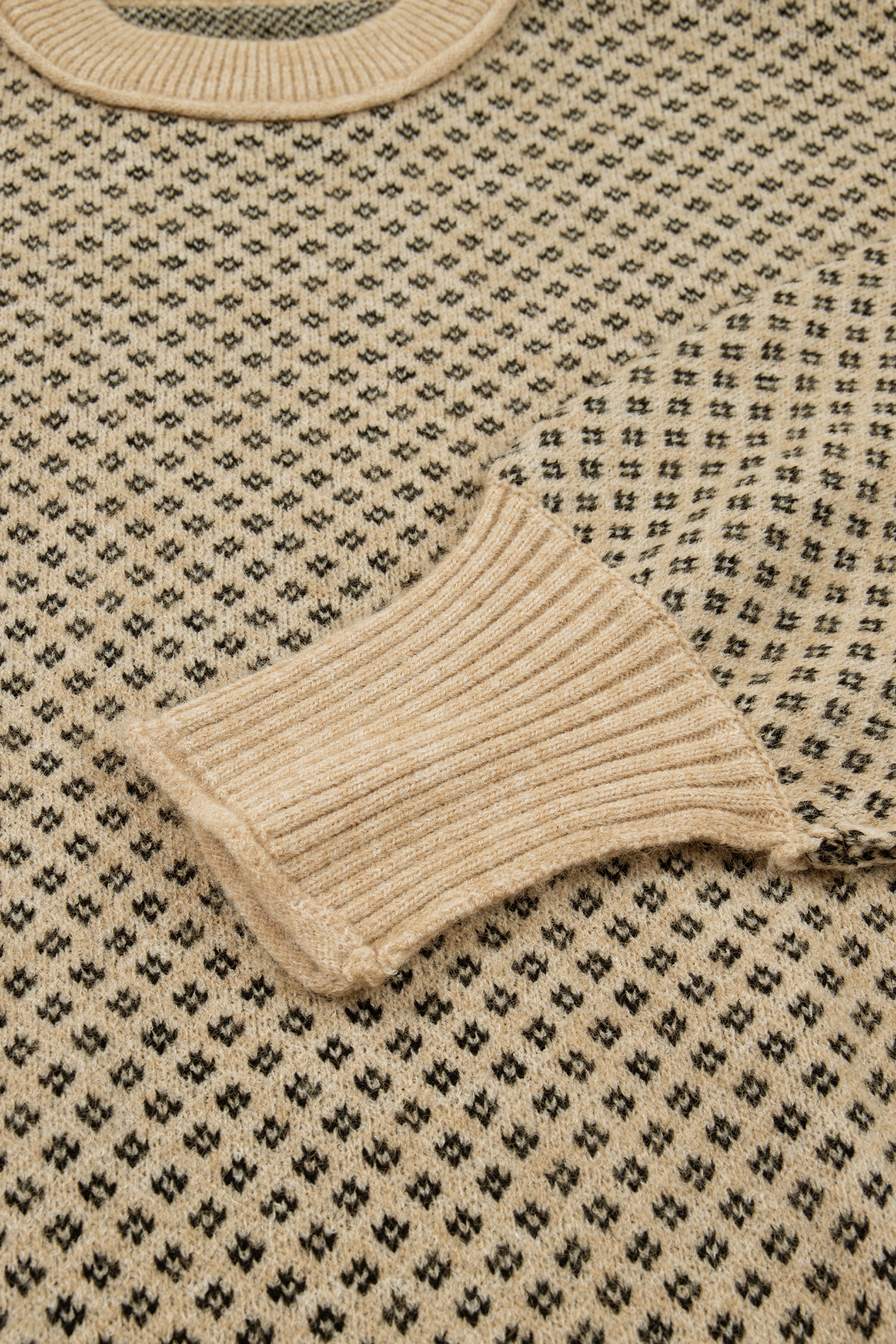 Women's Drop Shoulder Sweater, Casual Khaki Knit - Detail View 13 Women's Drop Shoulder Sweater, Casual Khaki Knit - Detail View 13