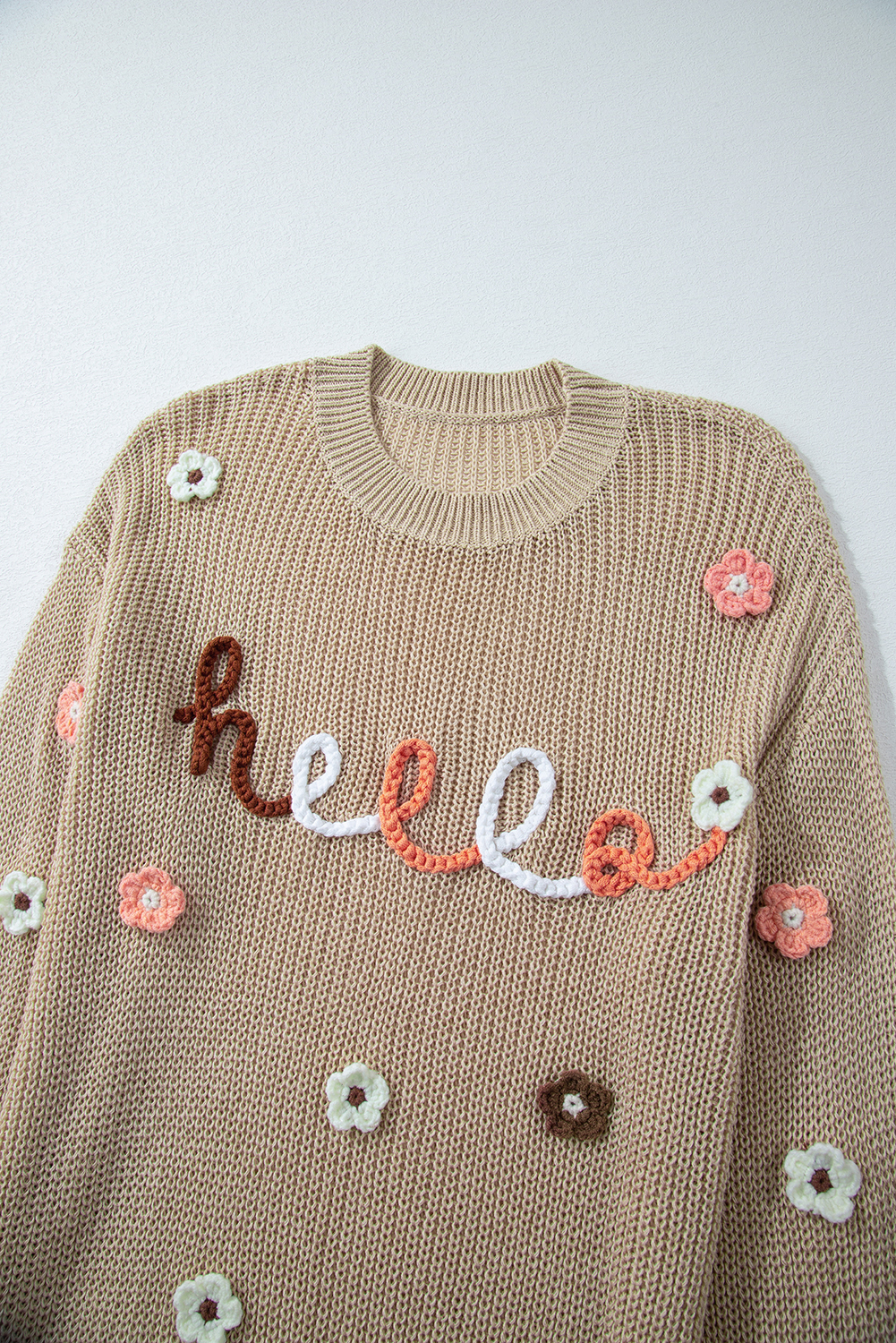 Women's Parchment Hello Floral Embroidered Knit Loose Sweater - Detail View 6 Women's Parchment Hello Floral Embroidered Knit Loose Sweater - Detail View 6