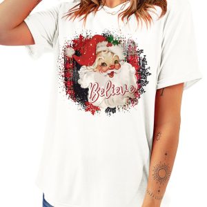 Women's White 'Believe in Father Christmas' Graphic Crewneck T-Shirt - Main View